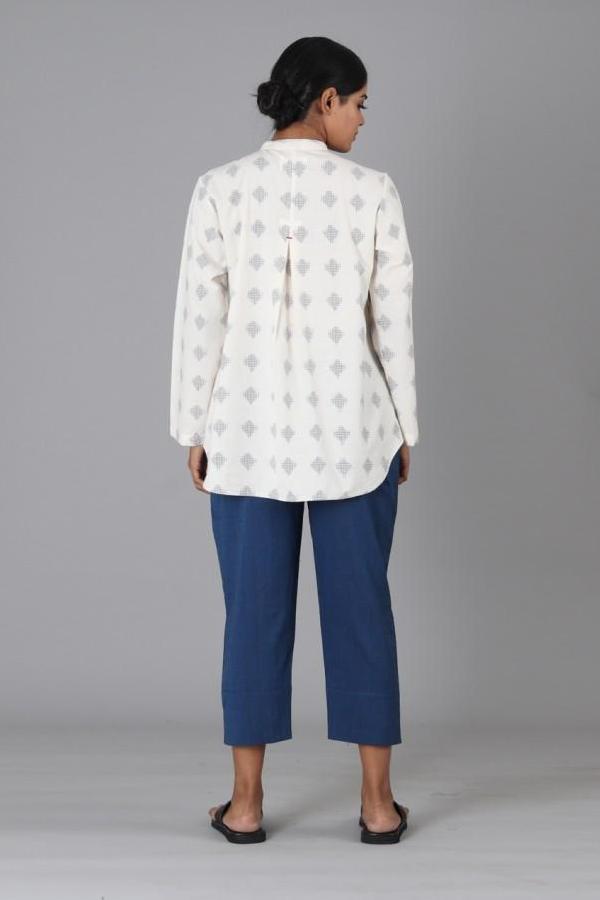 White Jali Polka Shirt