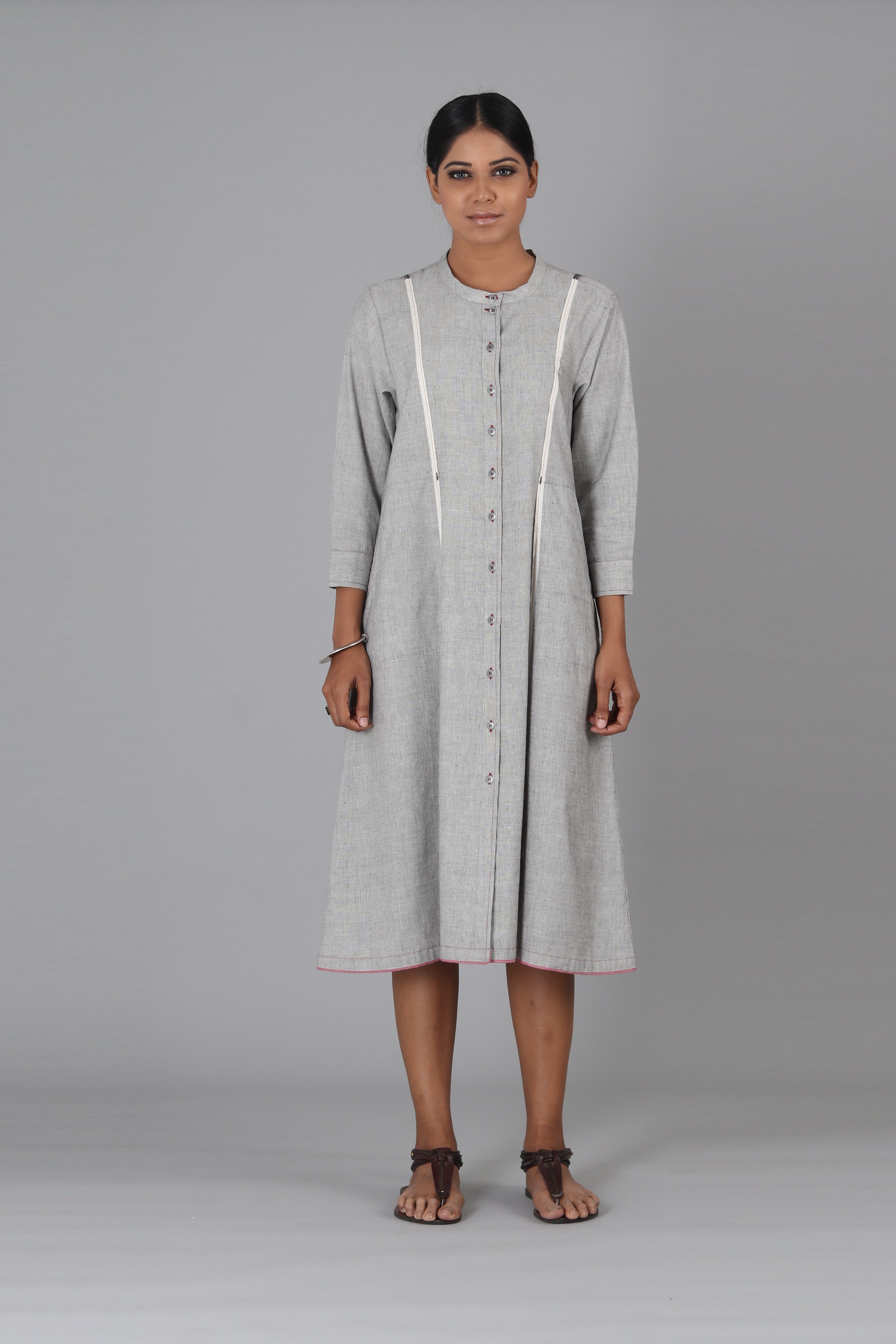 Grey Kismis Button Down Dress