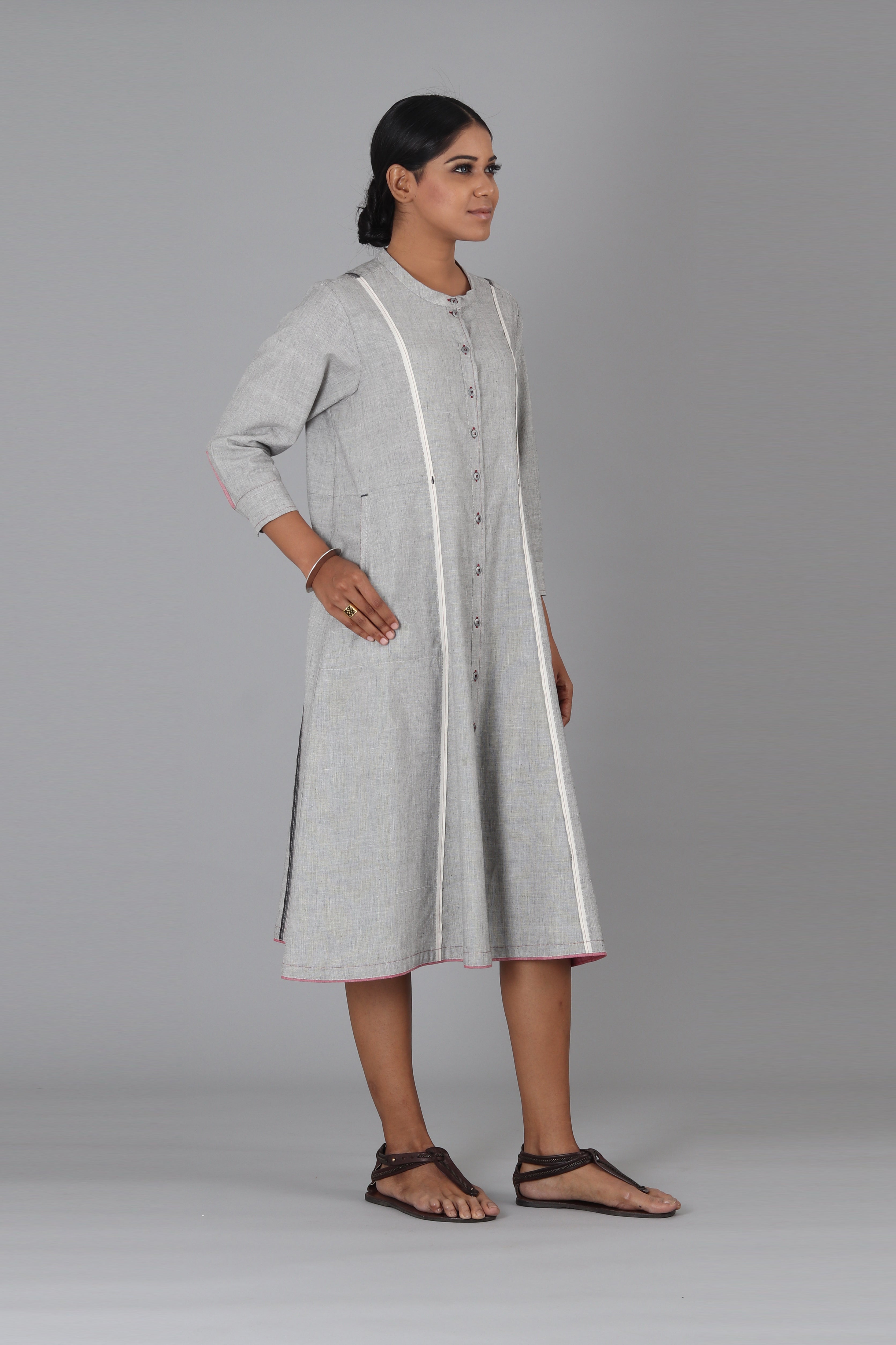 Grey Kismis Button Down Dress