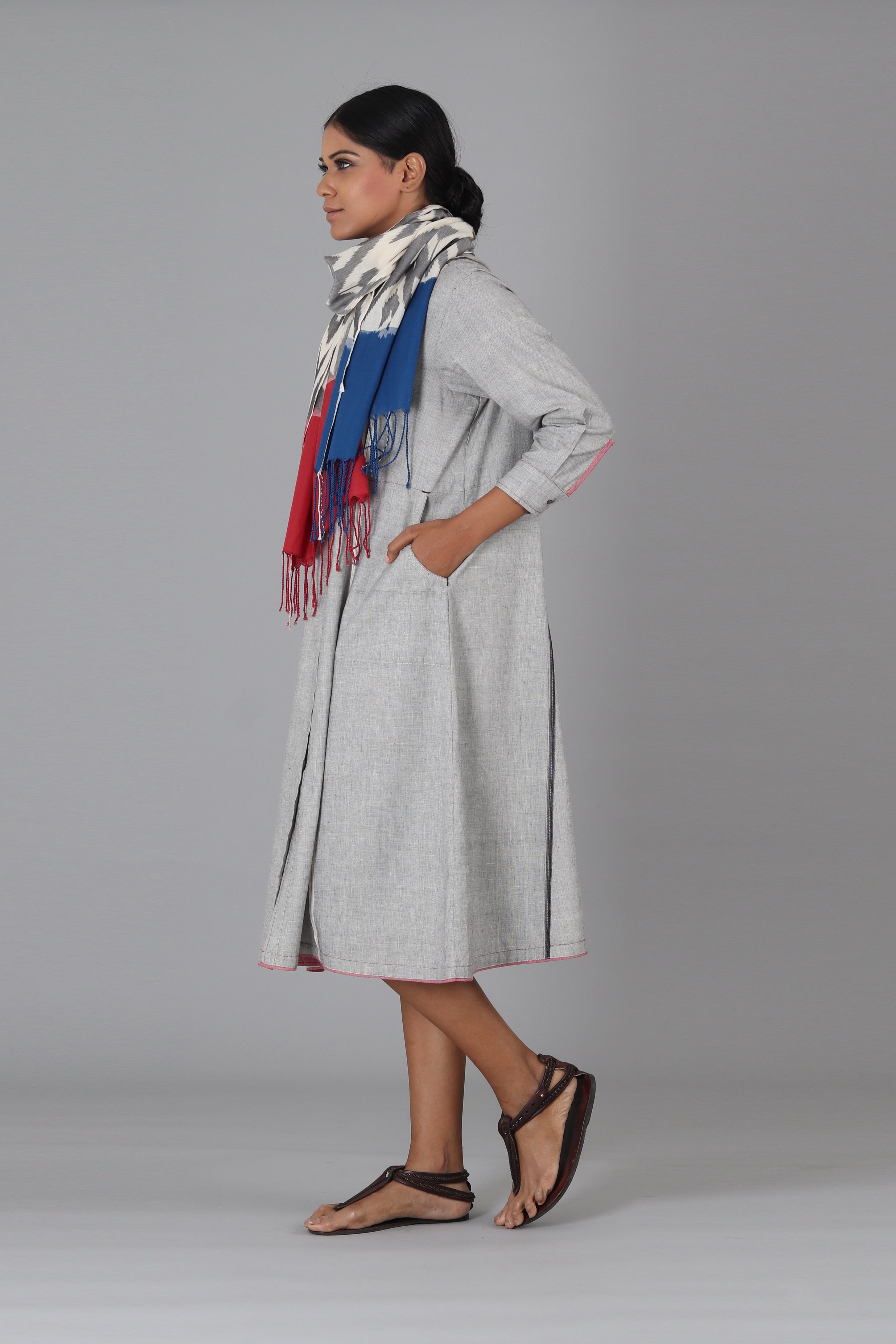 Grey Kismis Button Down Dress