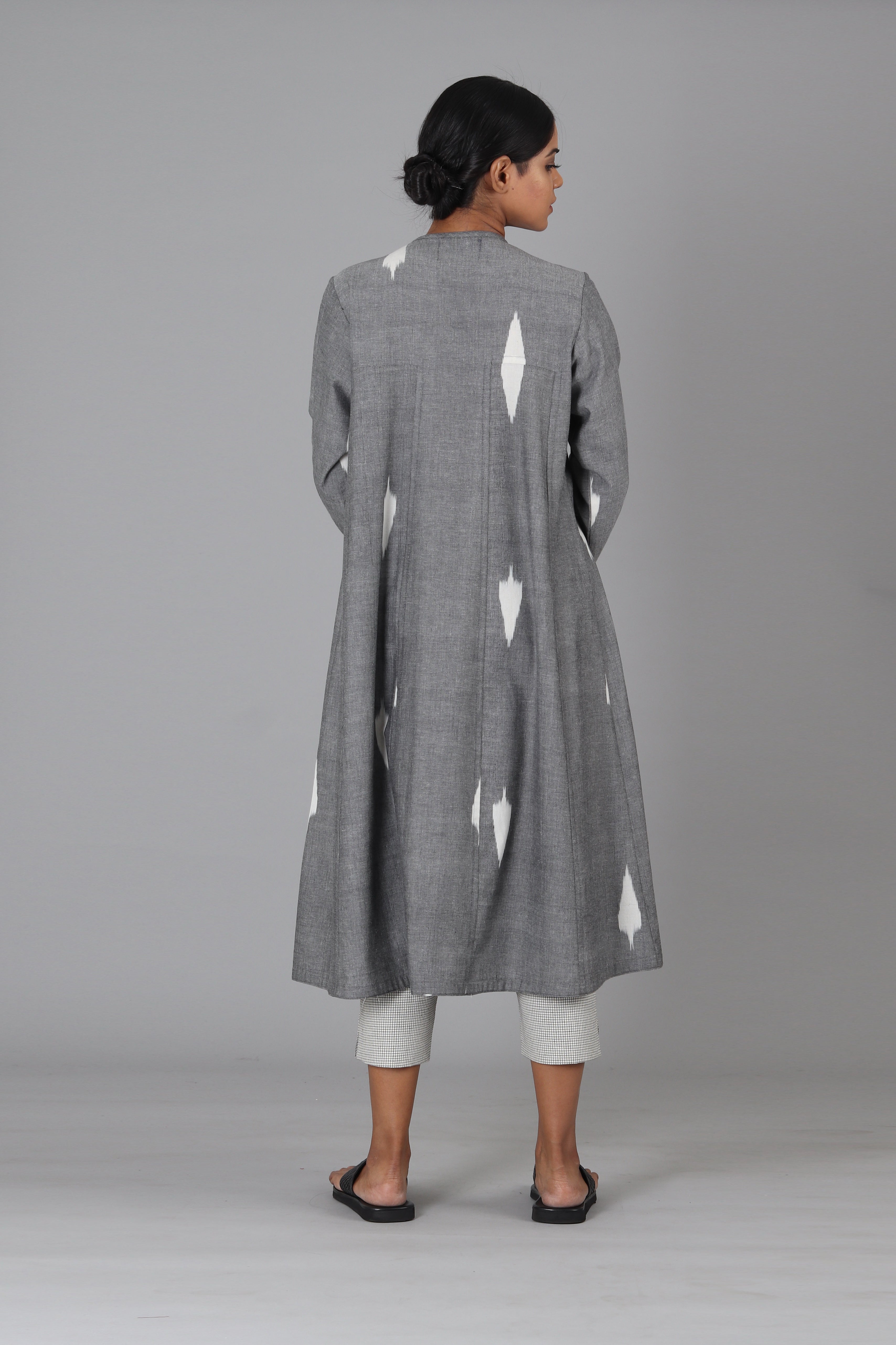 Grey Leaf Button Down Kurta