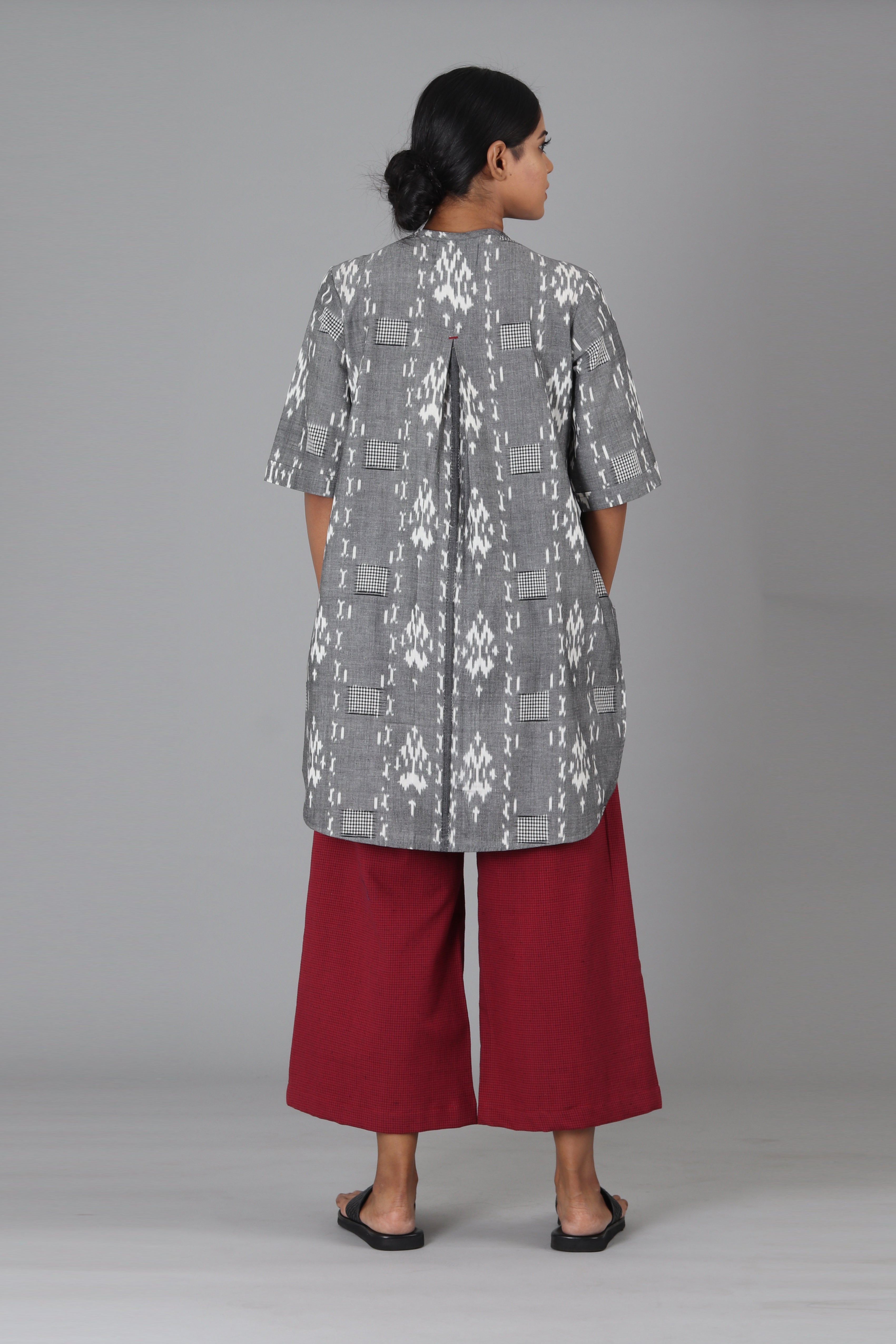 Grey Checks & Ogee Tunic Top