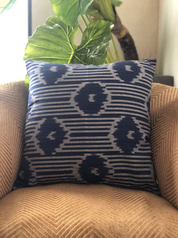 Blue Dots And Stripes Cushion Cover