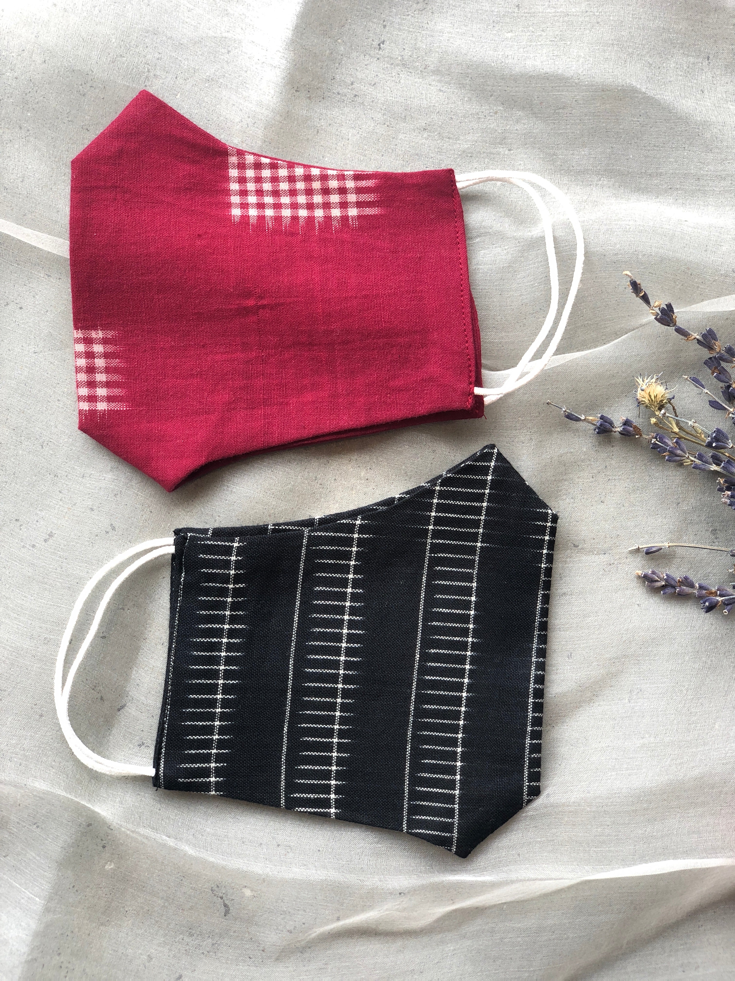 Red & Black Stripes Masks ( Set of 2 )