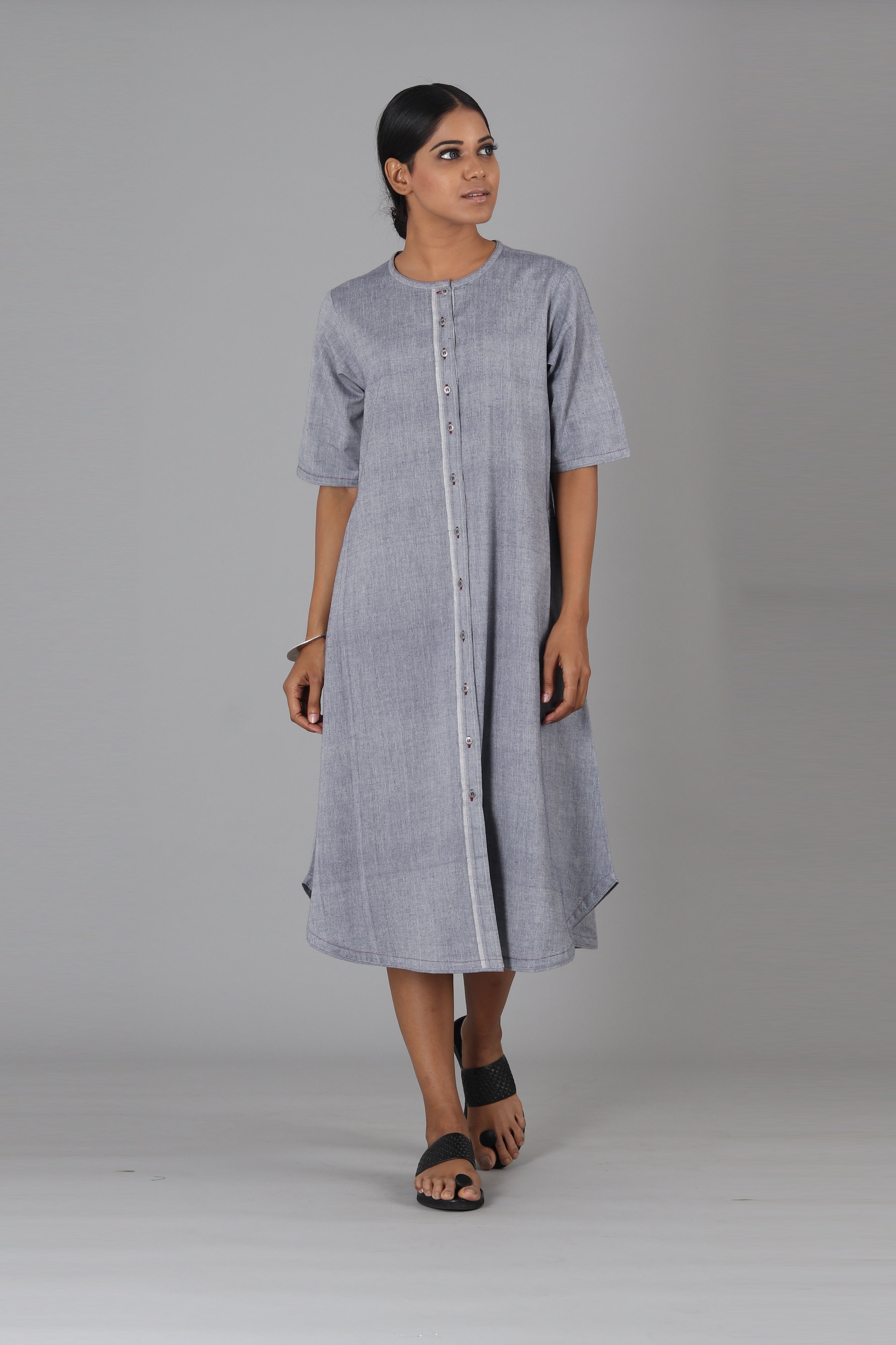 Indigo Shot Open Long Jacket