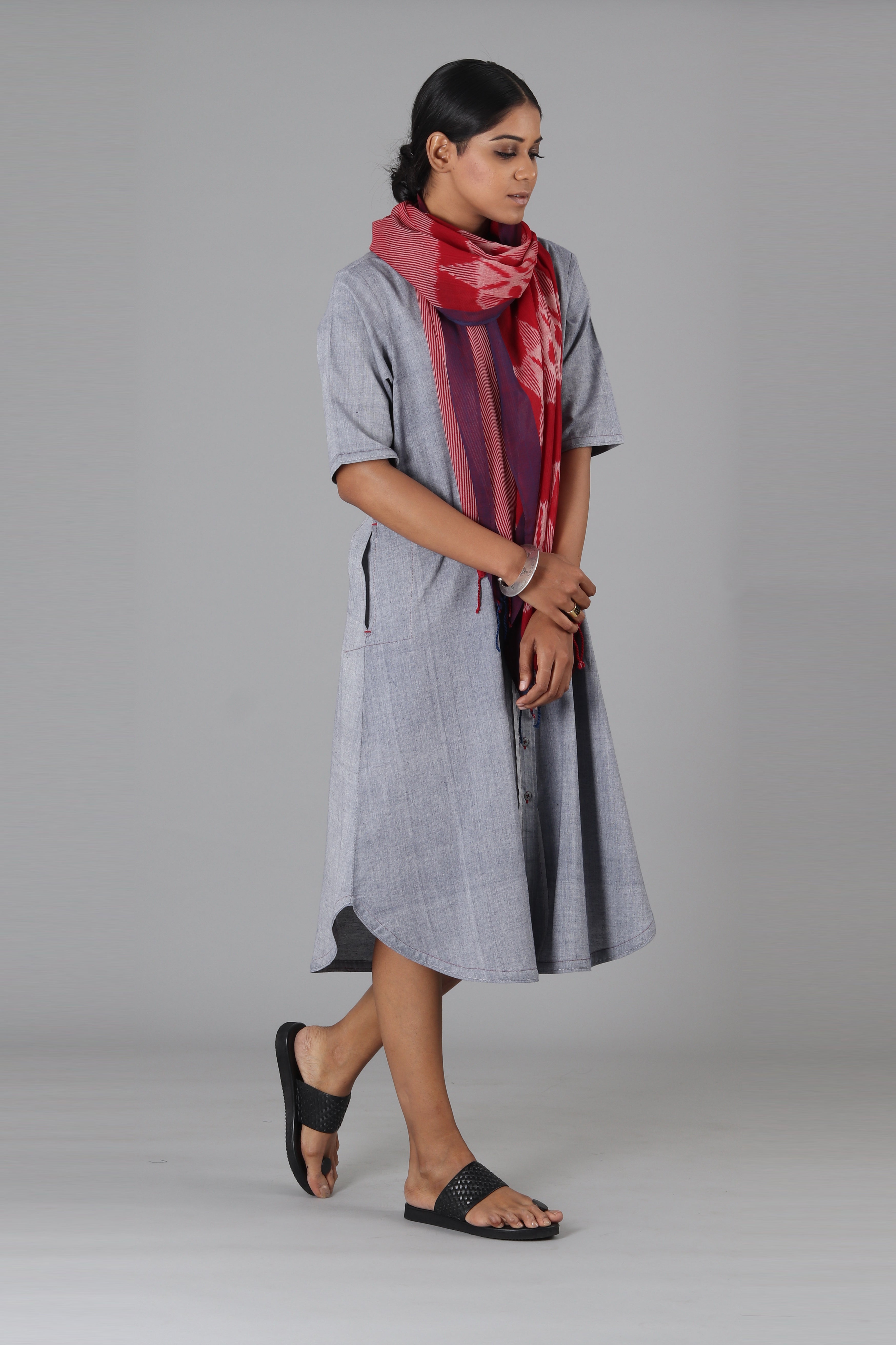 Indigo Shot Open Long Jacket