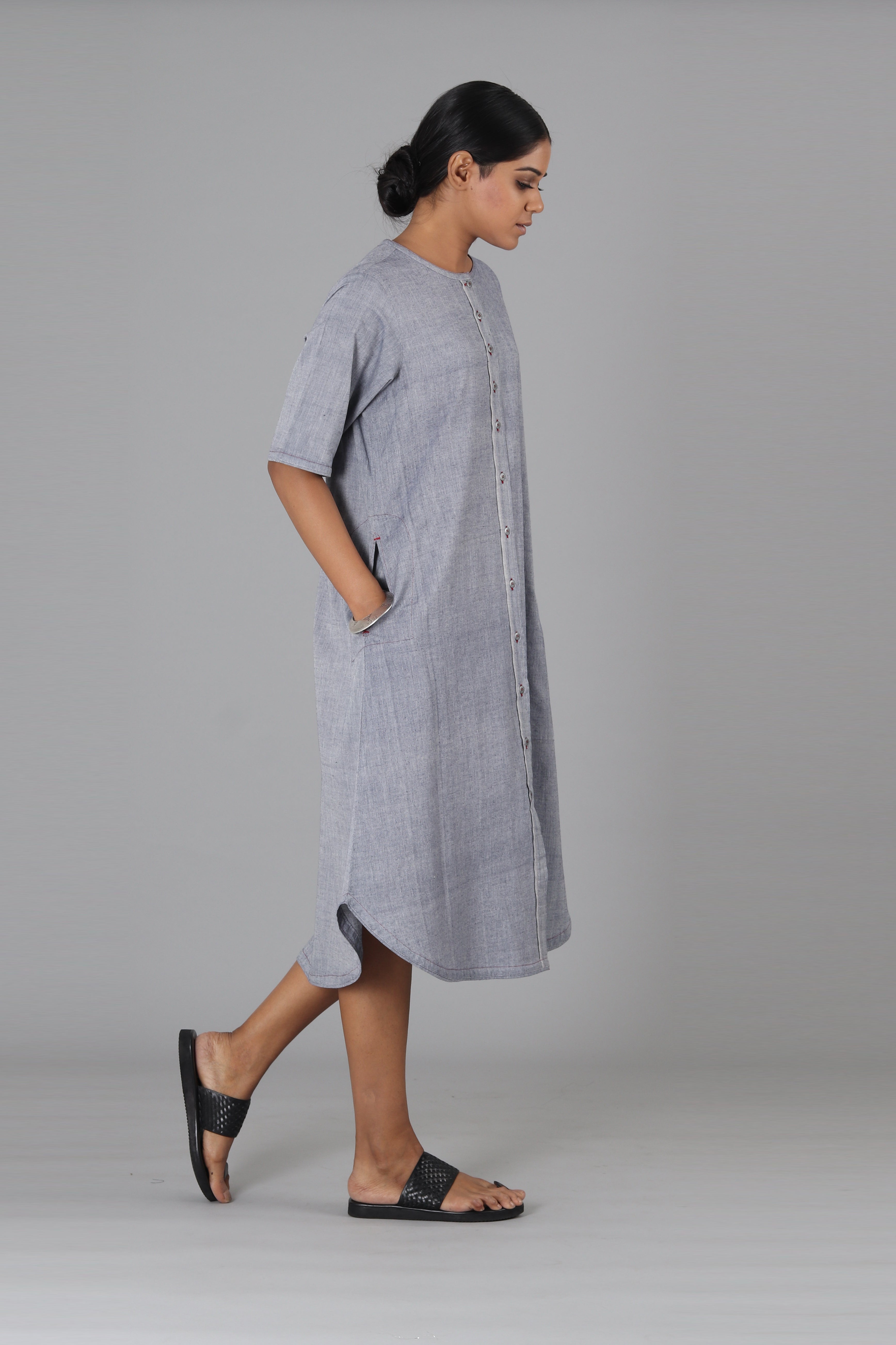 Indigo Shot Open Long Jacket