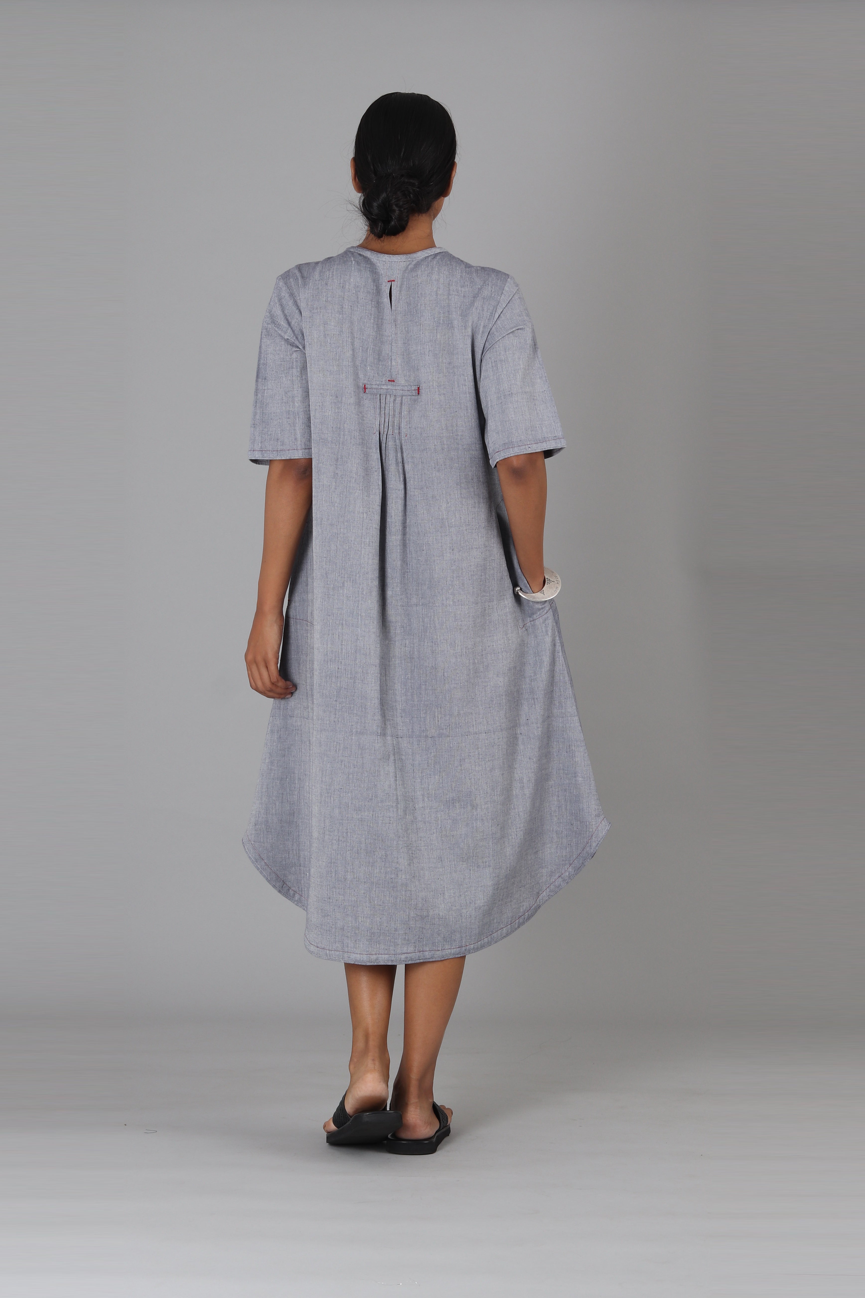 Indigo Shot Open Long Jacket