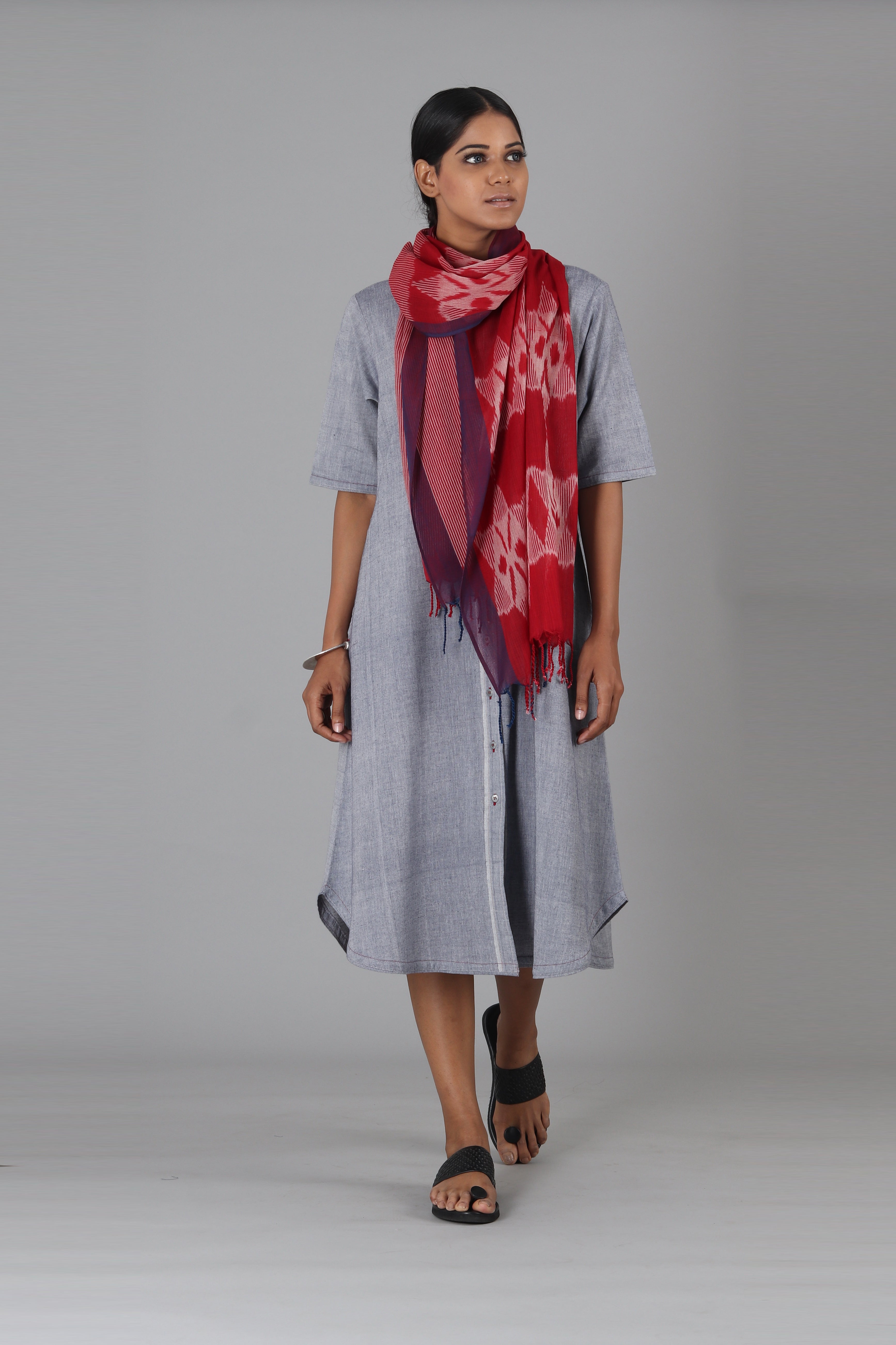 Indigo Shot Open Long Jacket