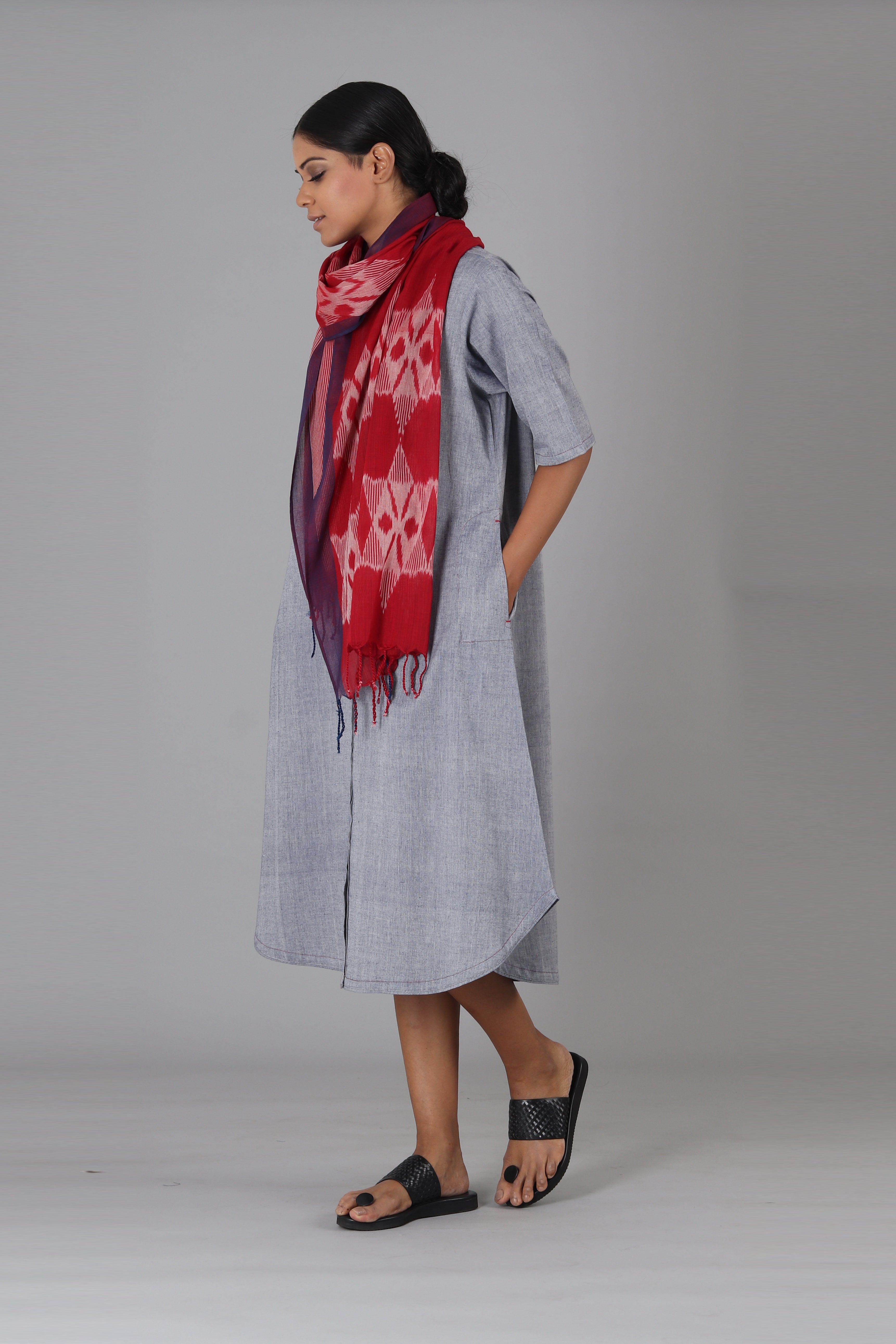 Indigo Shot Open Long Jacket