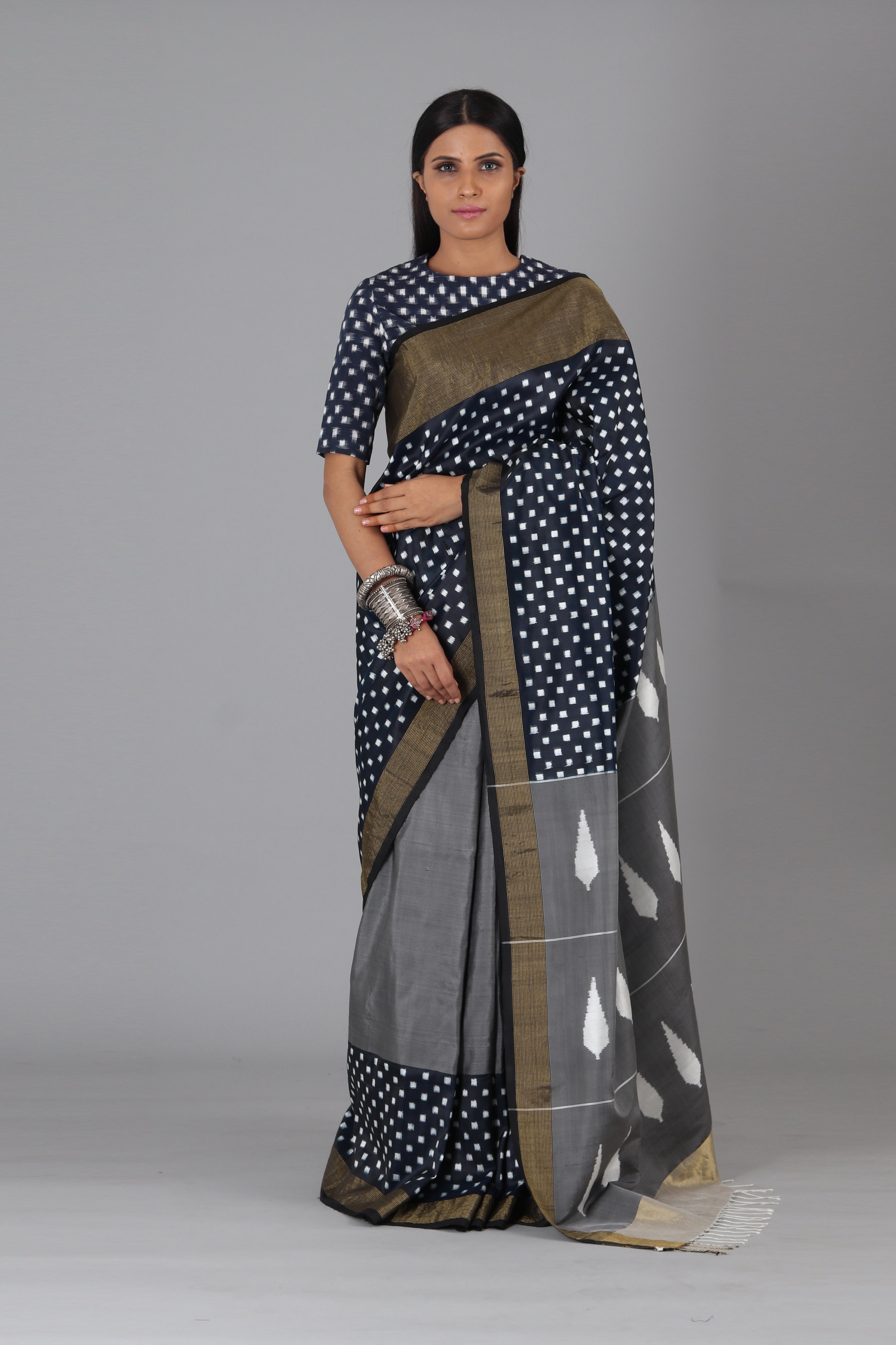 Indigo Black Box Silk Saree