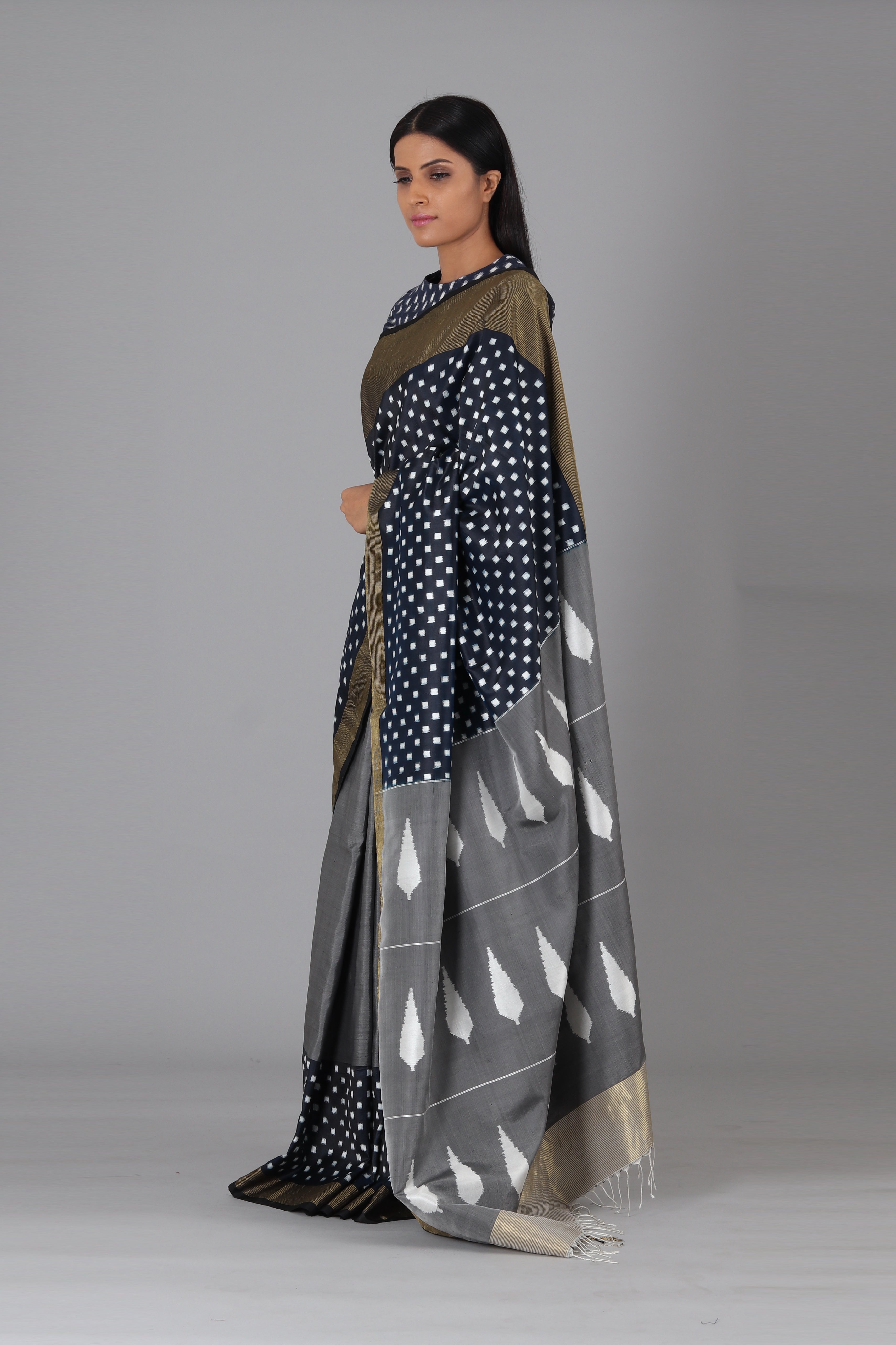 Indigo Black Box Silk Saree