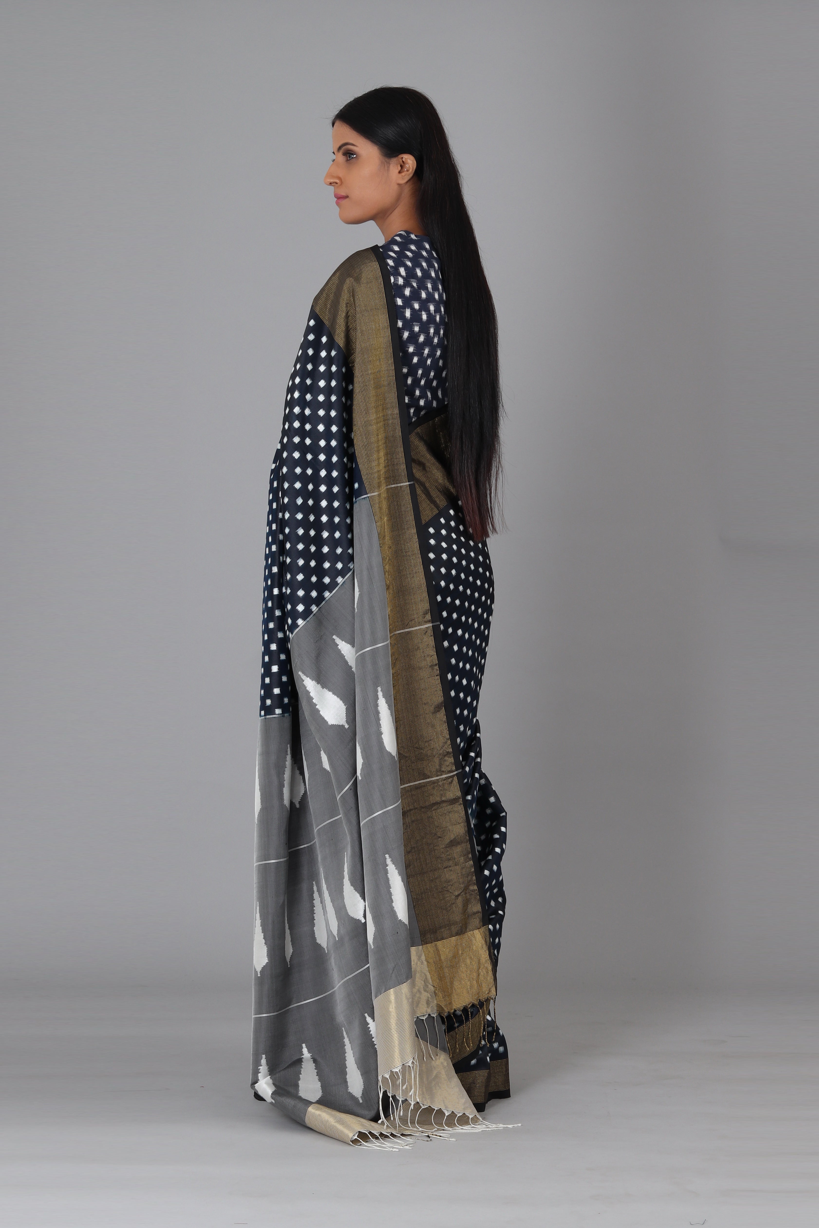 Indigo Black Box Silk Saree