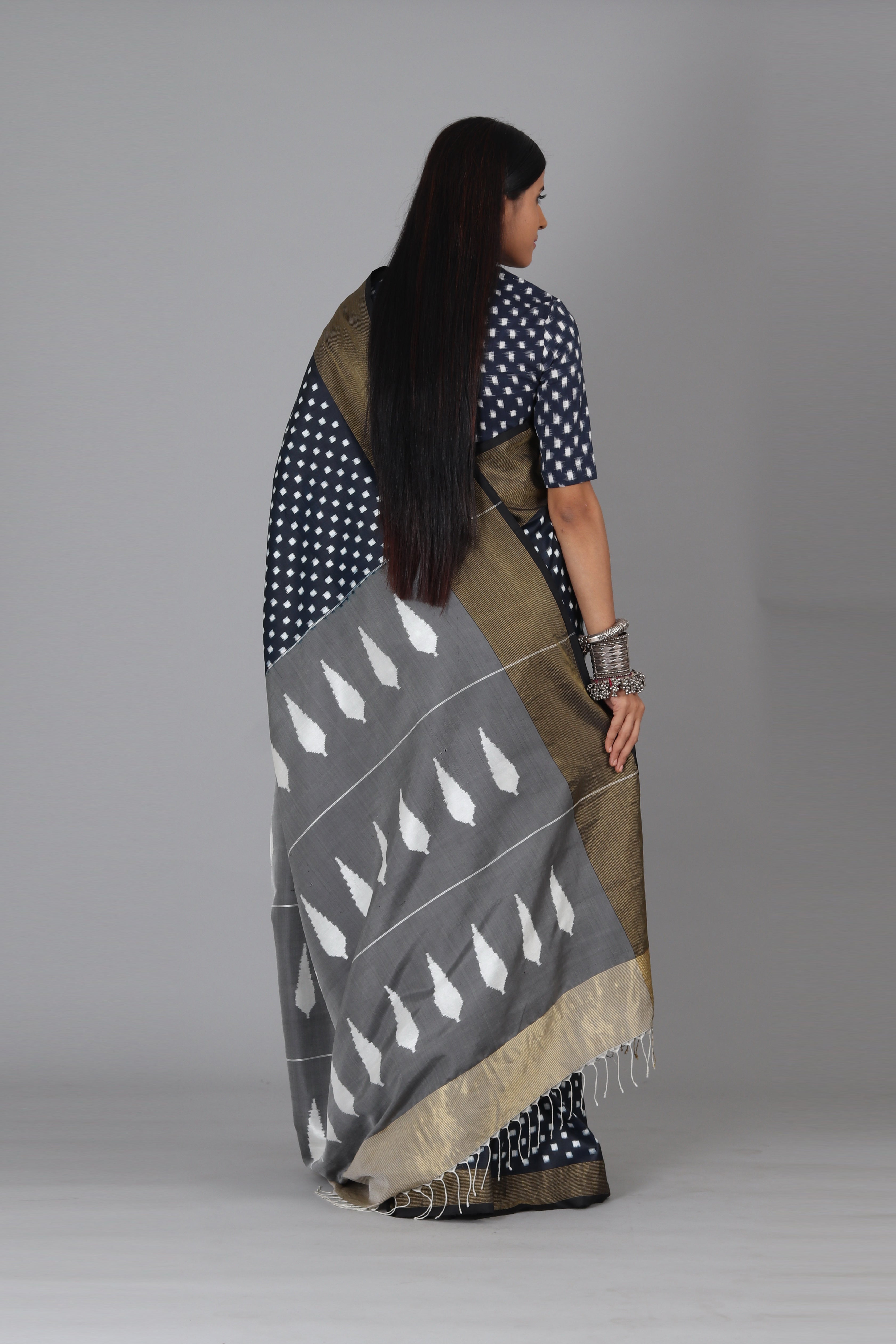Indigo Black Box Silk Saree