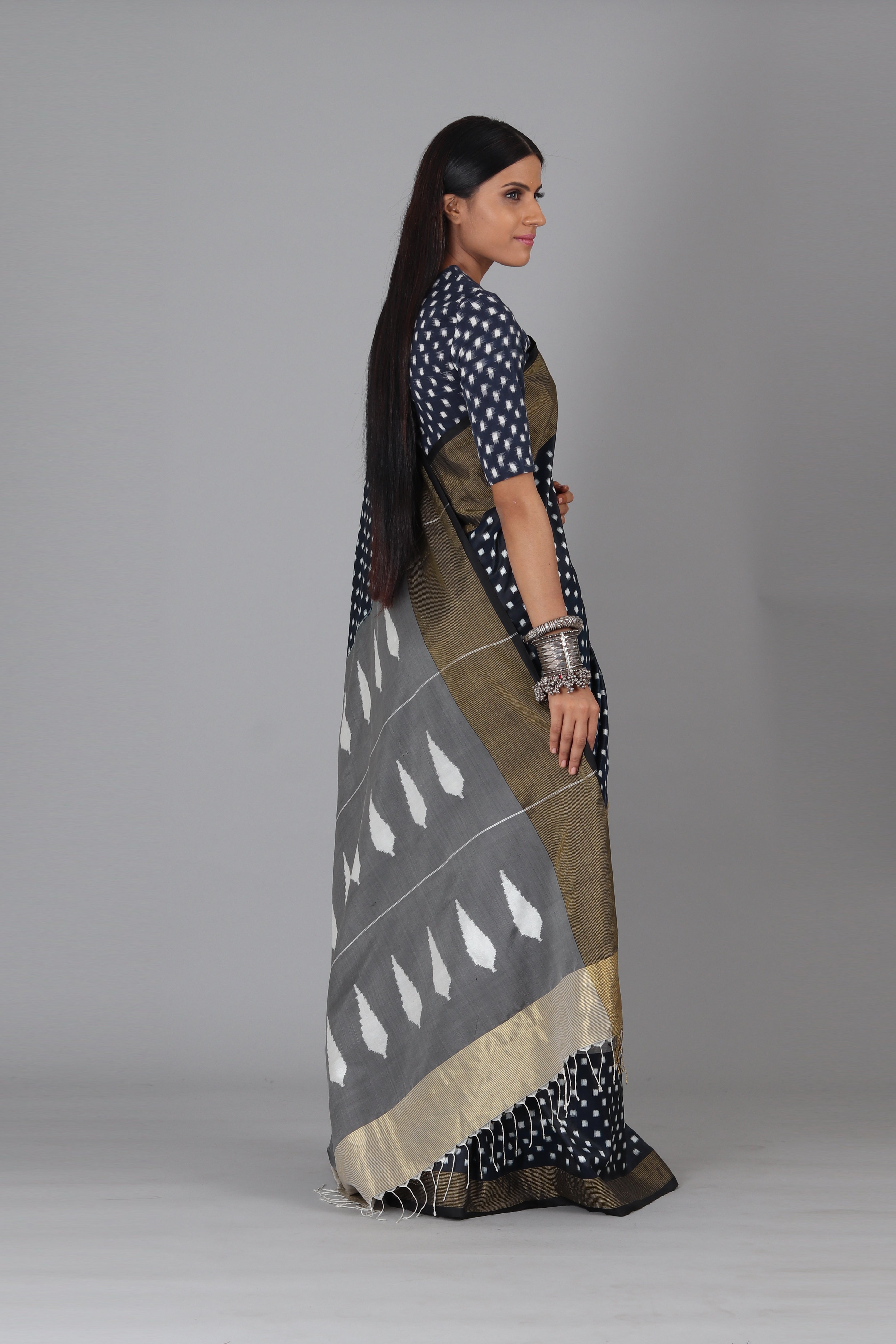 Indigo Black Box Silk Saree