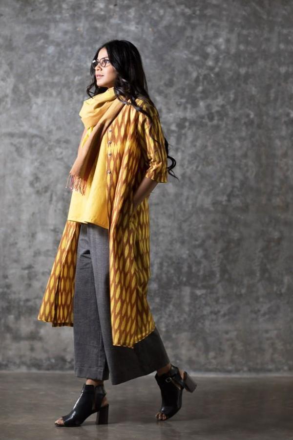 Yellow Oval Open Long Jacket