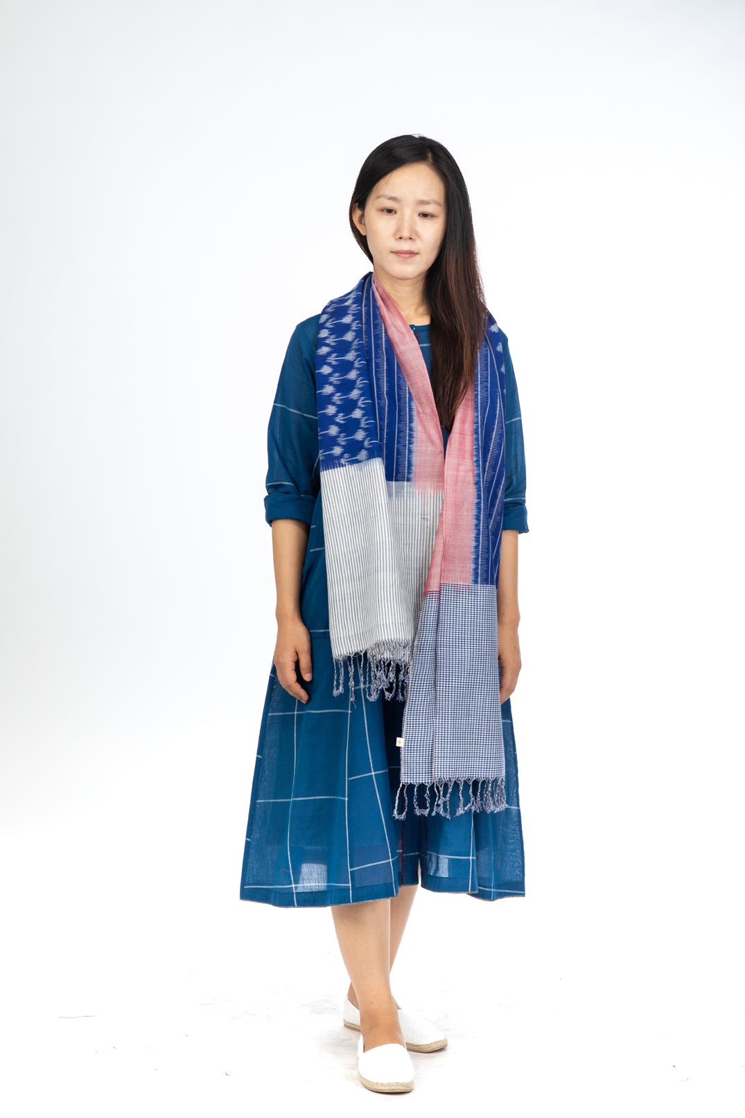 Blue Checks Button Down Dress