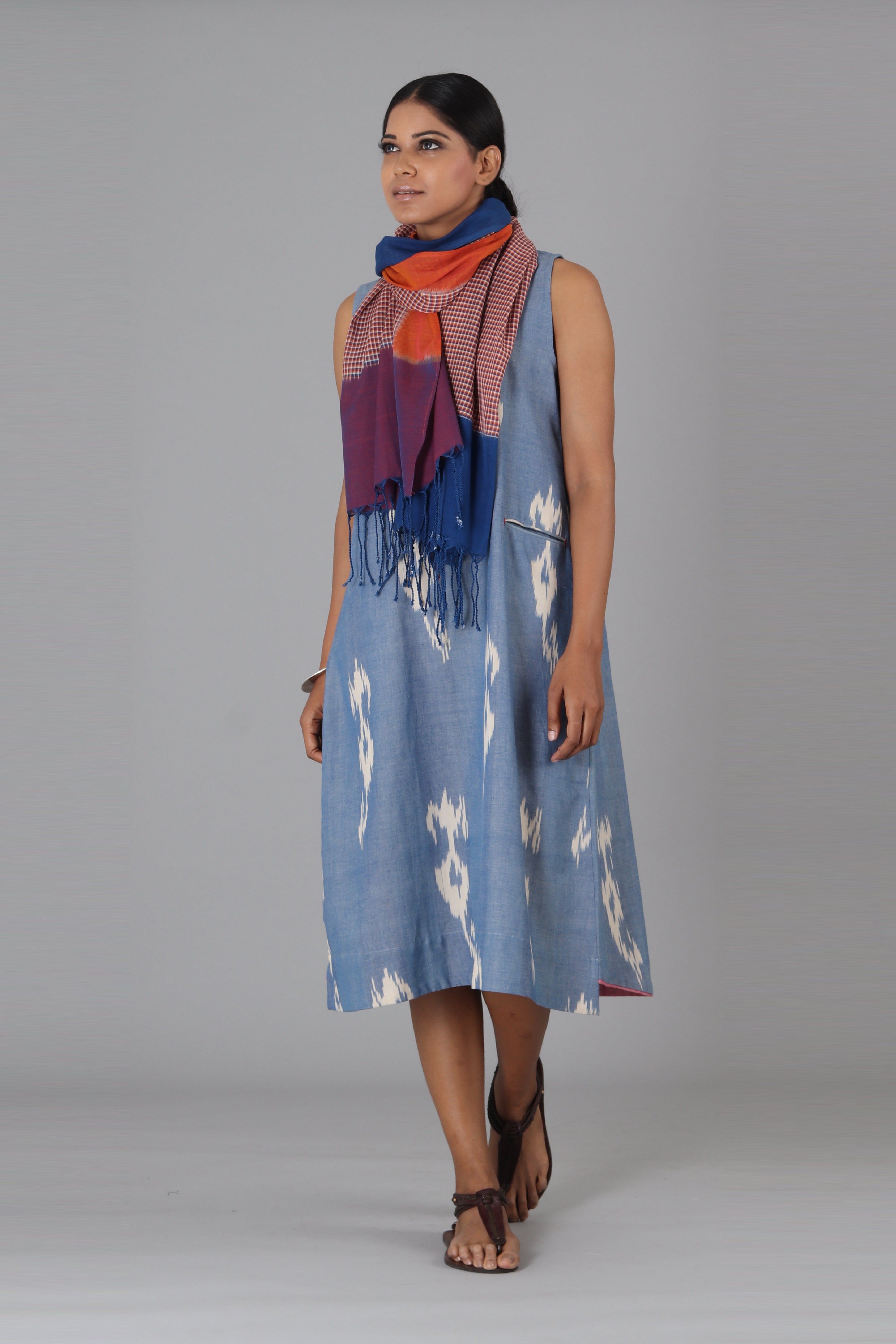 Light Blue Paisley Sleeveless Dress