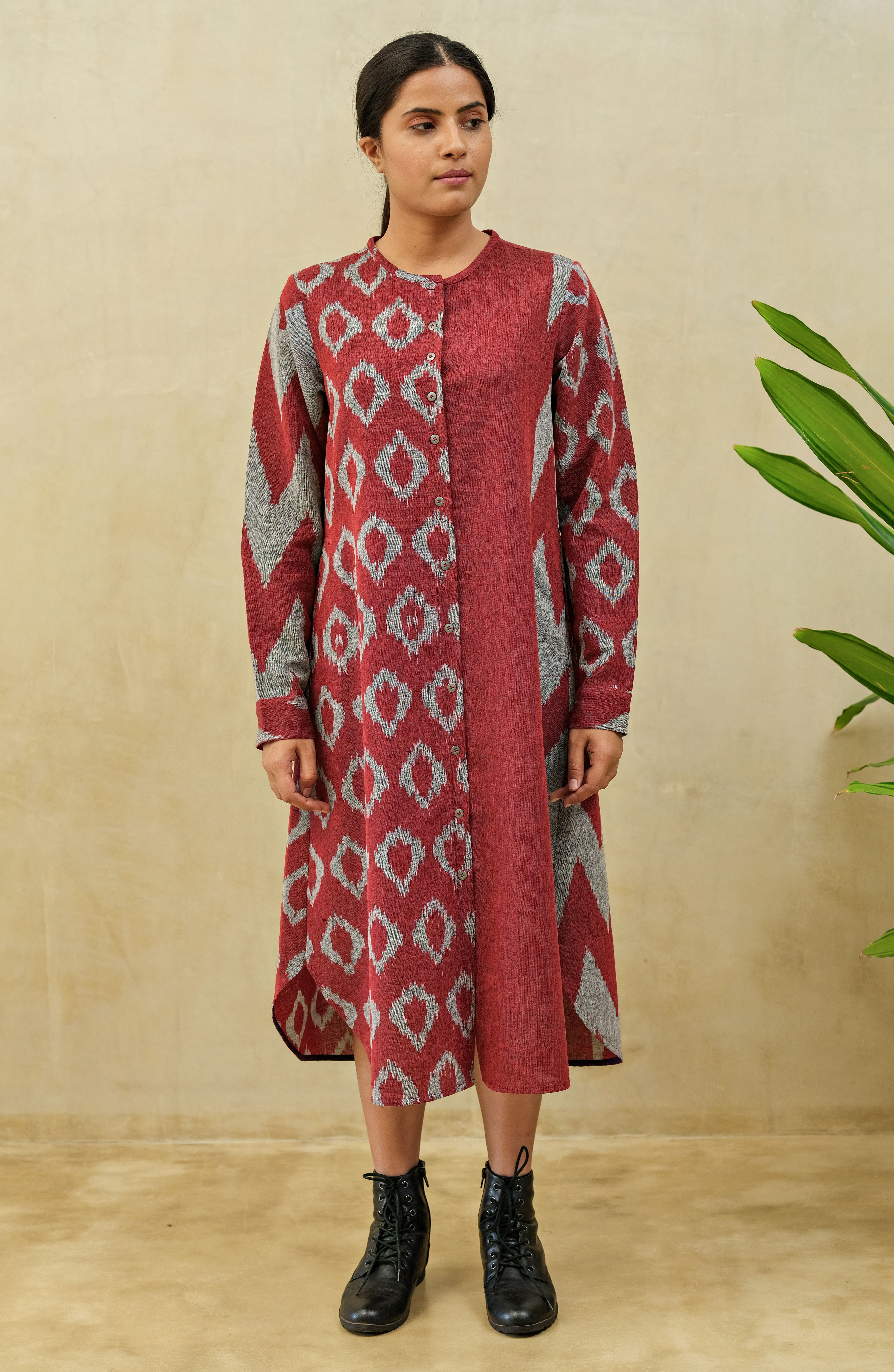 Maroon Storm Open Long Jacket