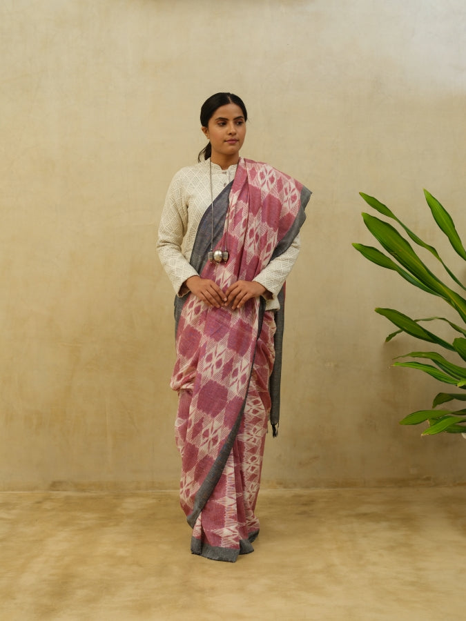 Red Big Flower Cotton Saree