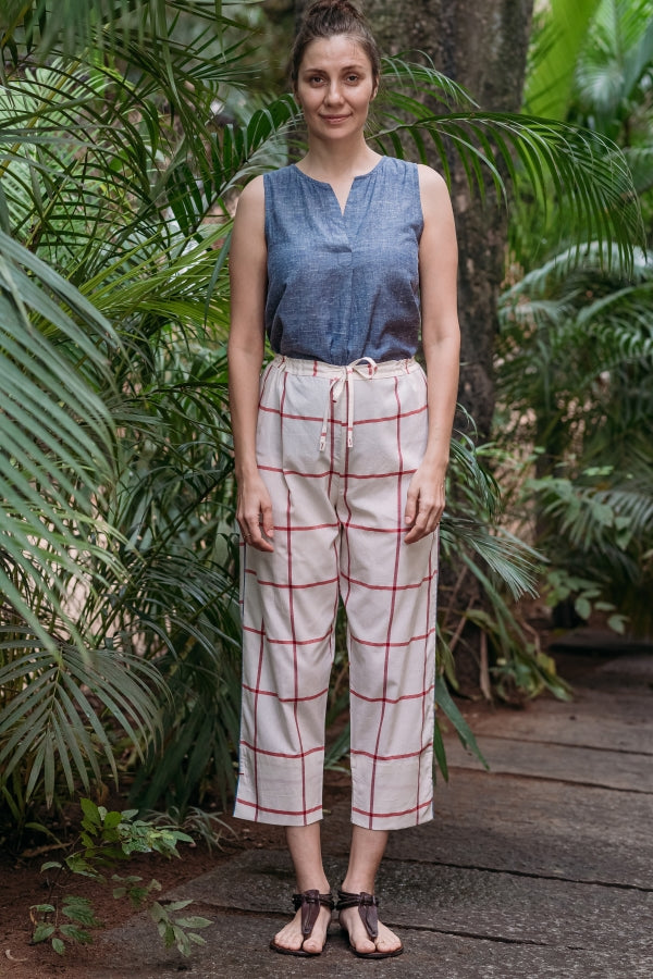 Red criss cross capri pants