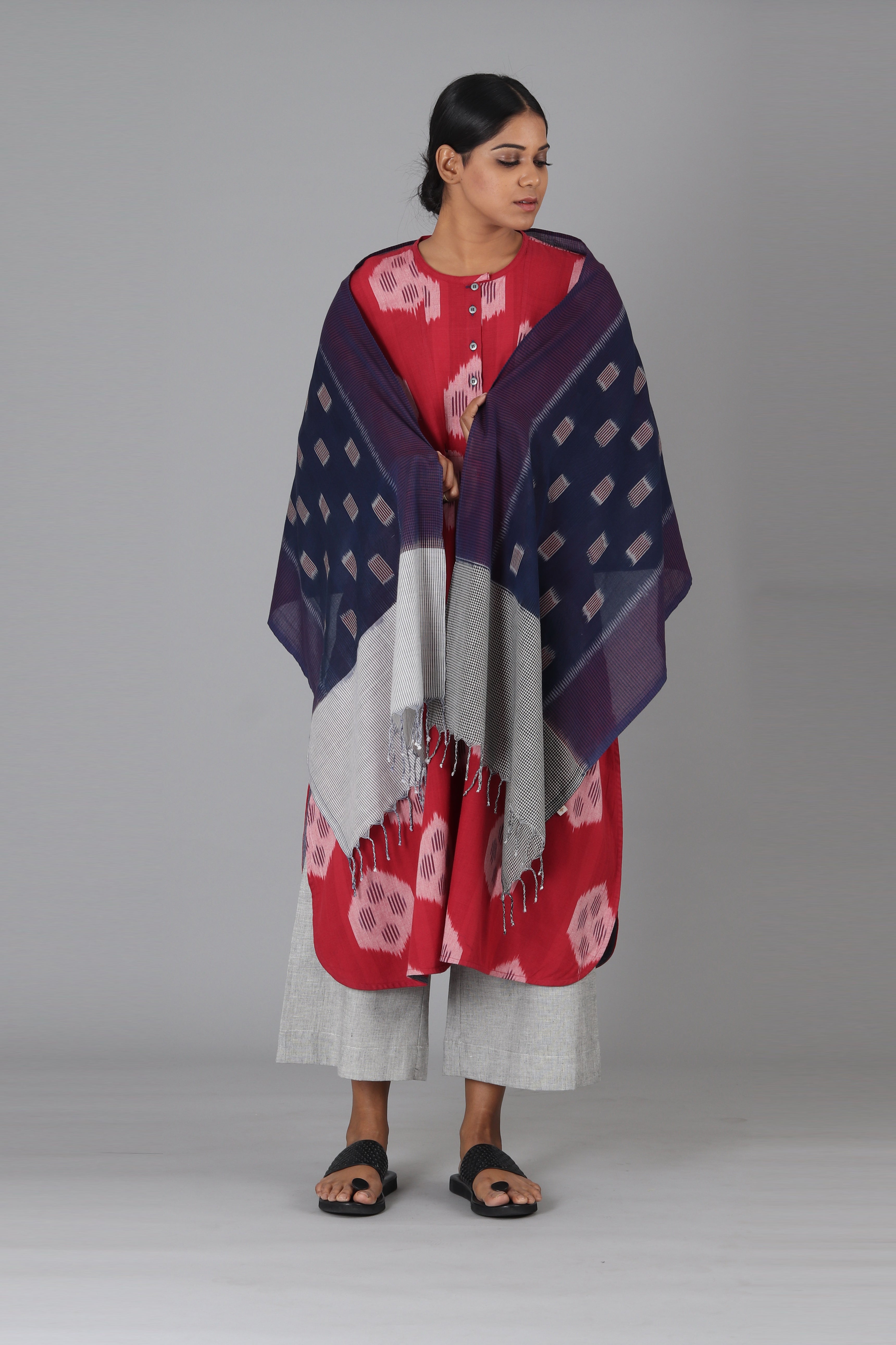 Midnight Blue Check Stole