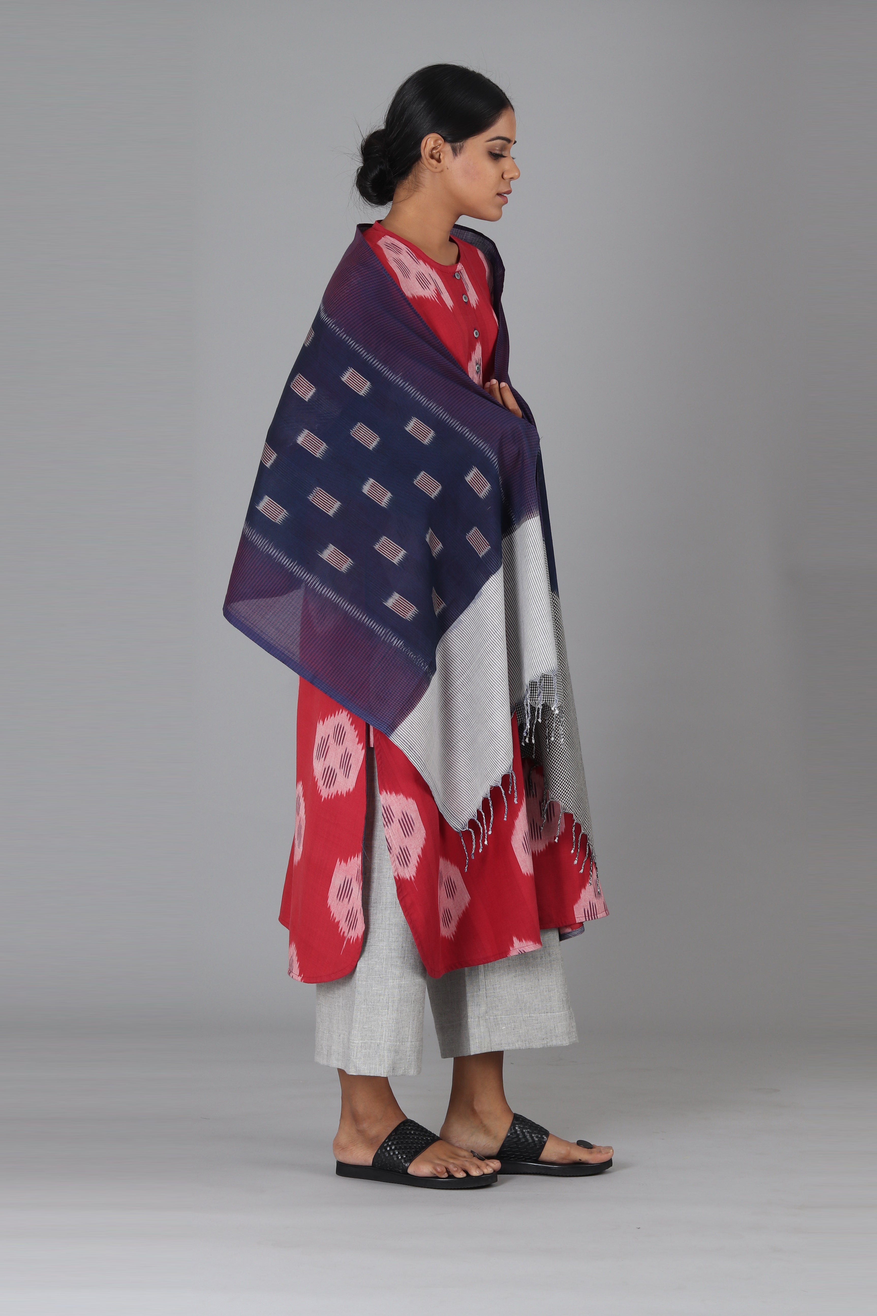 Midnight Blue Check Stole