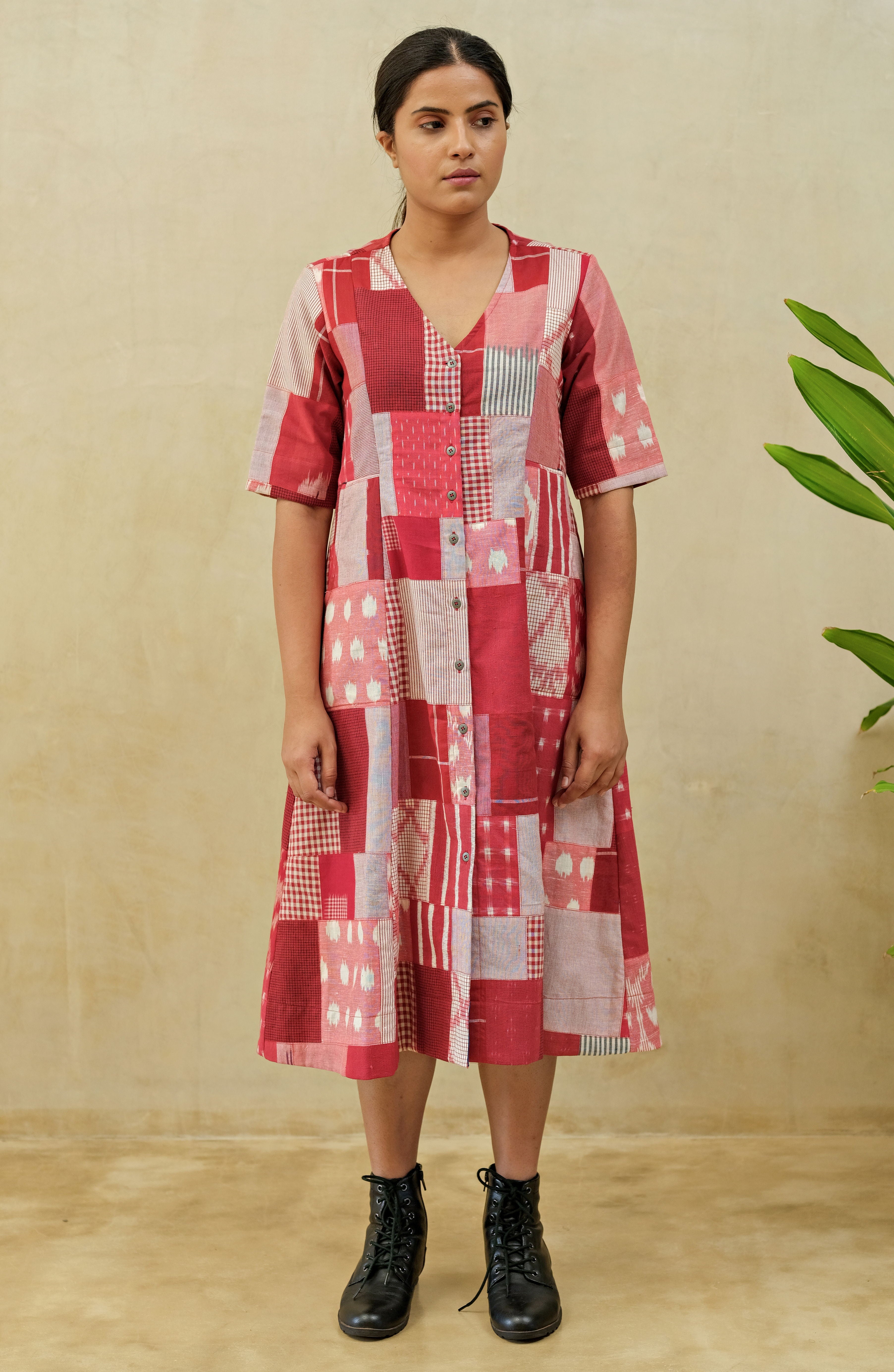 Red Blizzard Button Down Dress