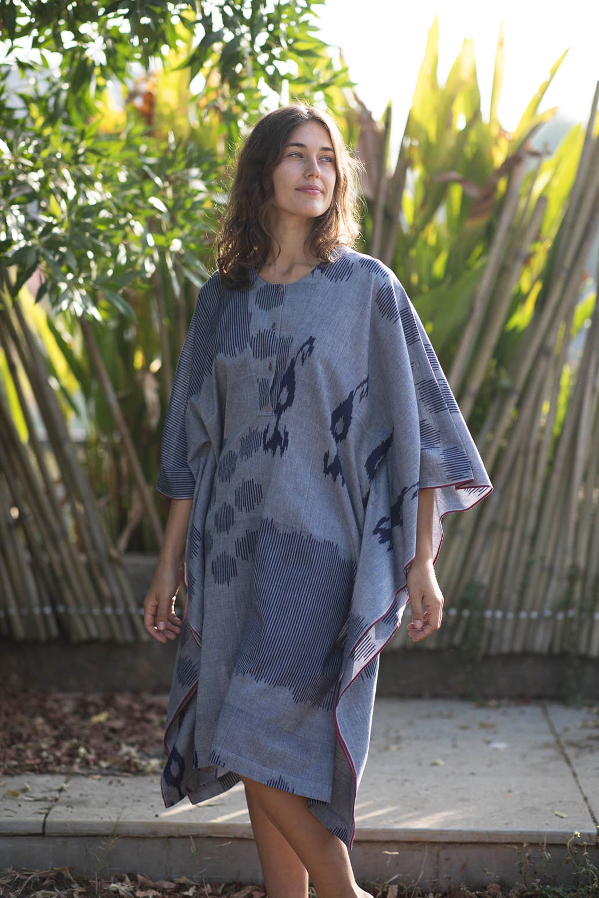Indigo Shot Paisley Long Kaftan