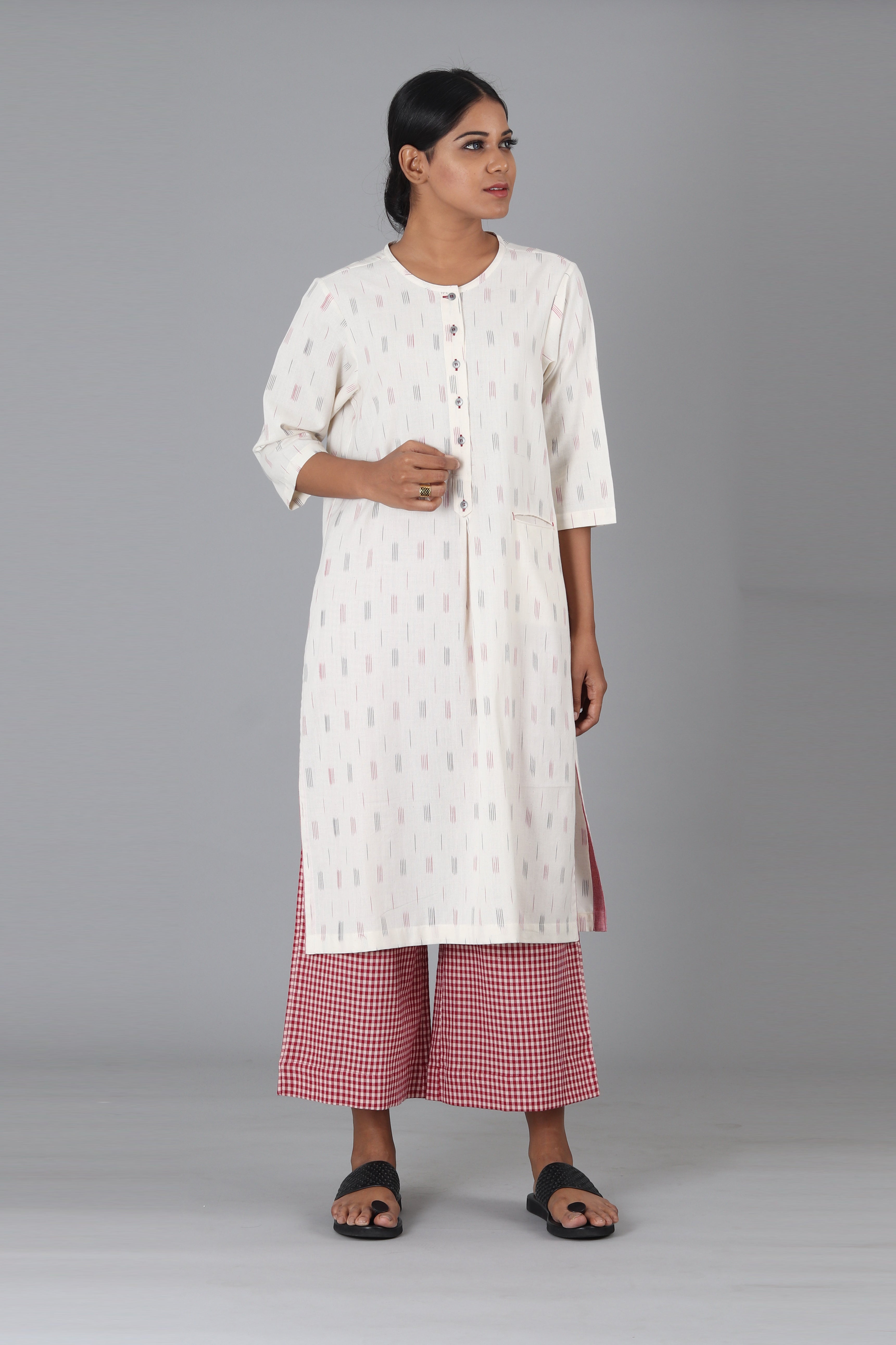 Red & White Tea Checks Palazzo