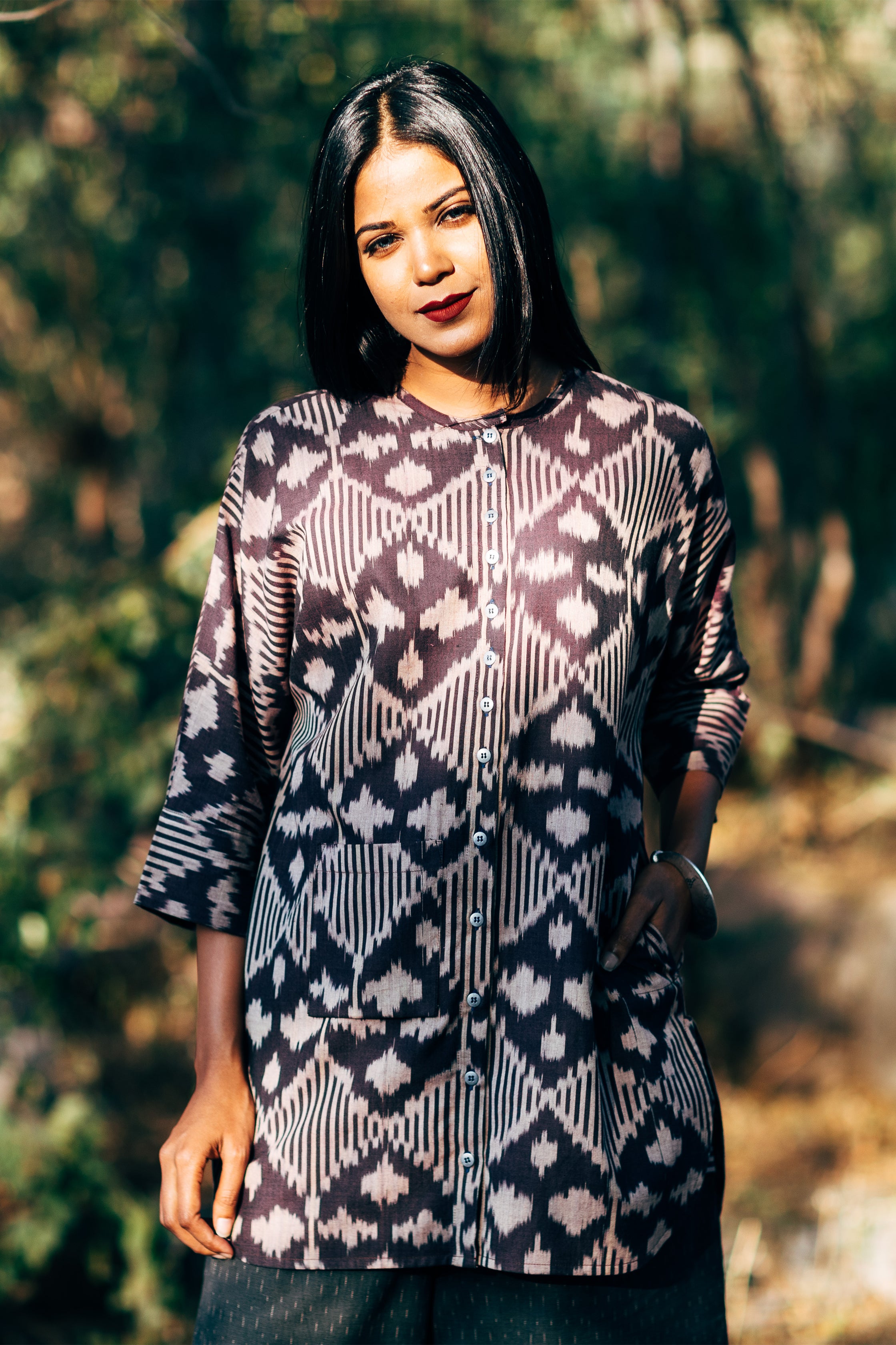 Wine Allover Tunic Top