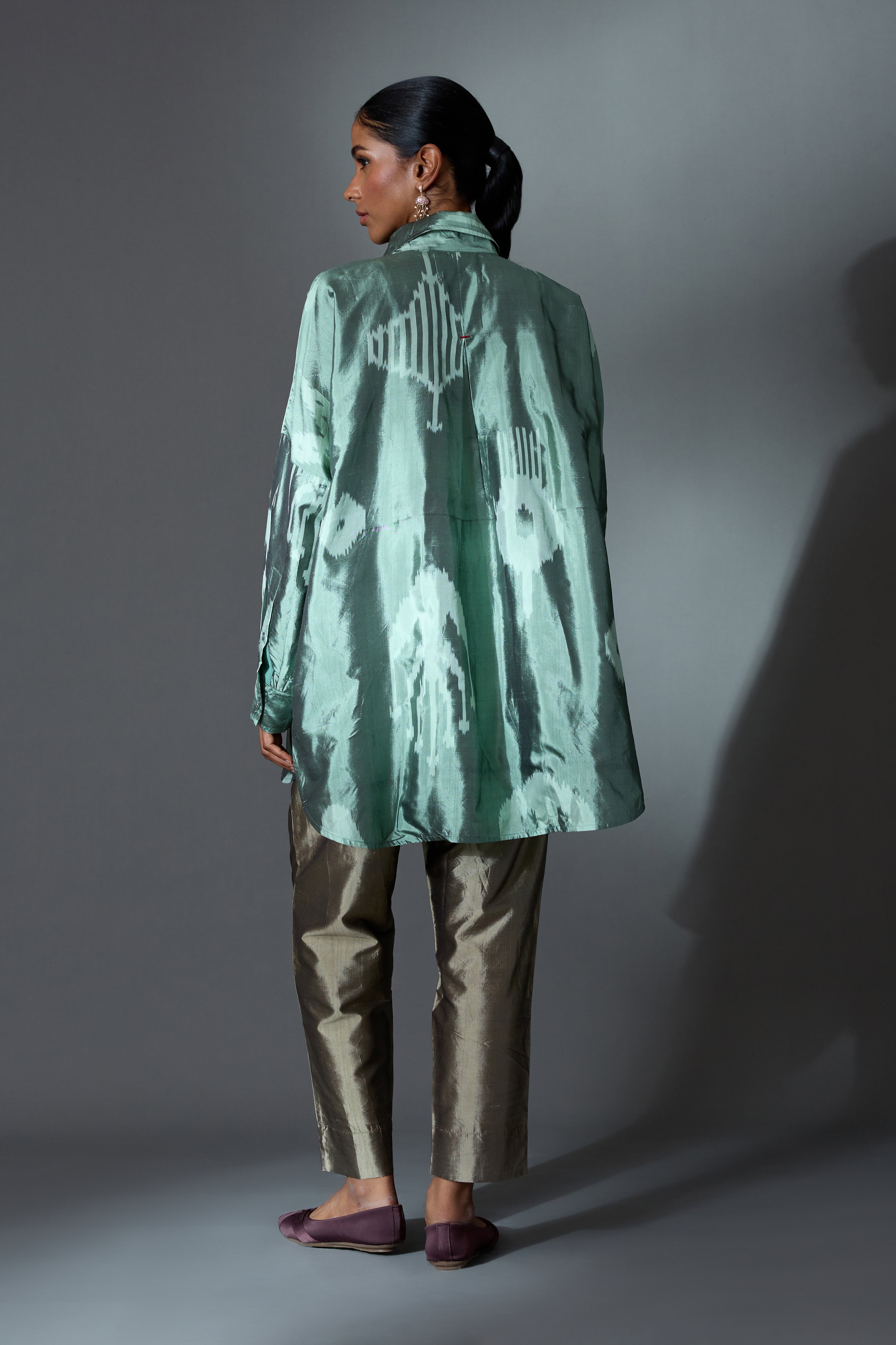 BRONZE SILK STRAIGHT PANTS