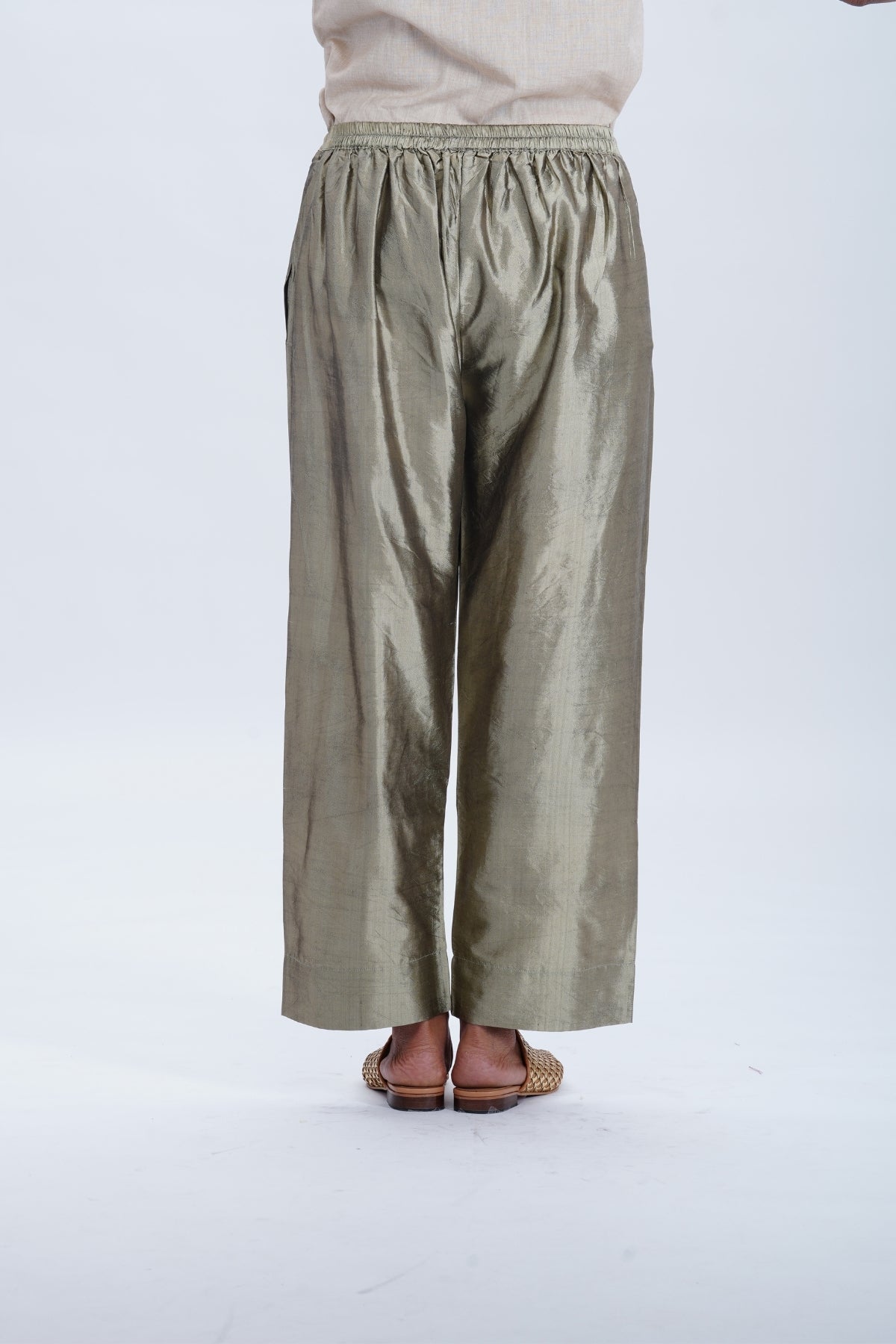 BRONZE SILK STRAIGHT PANTS