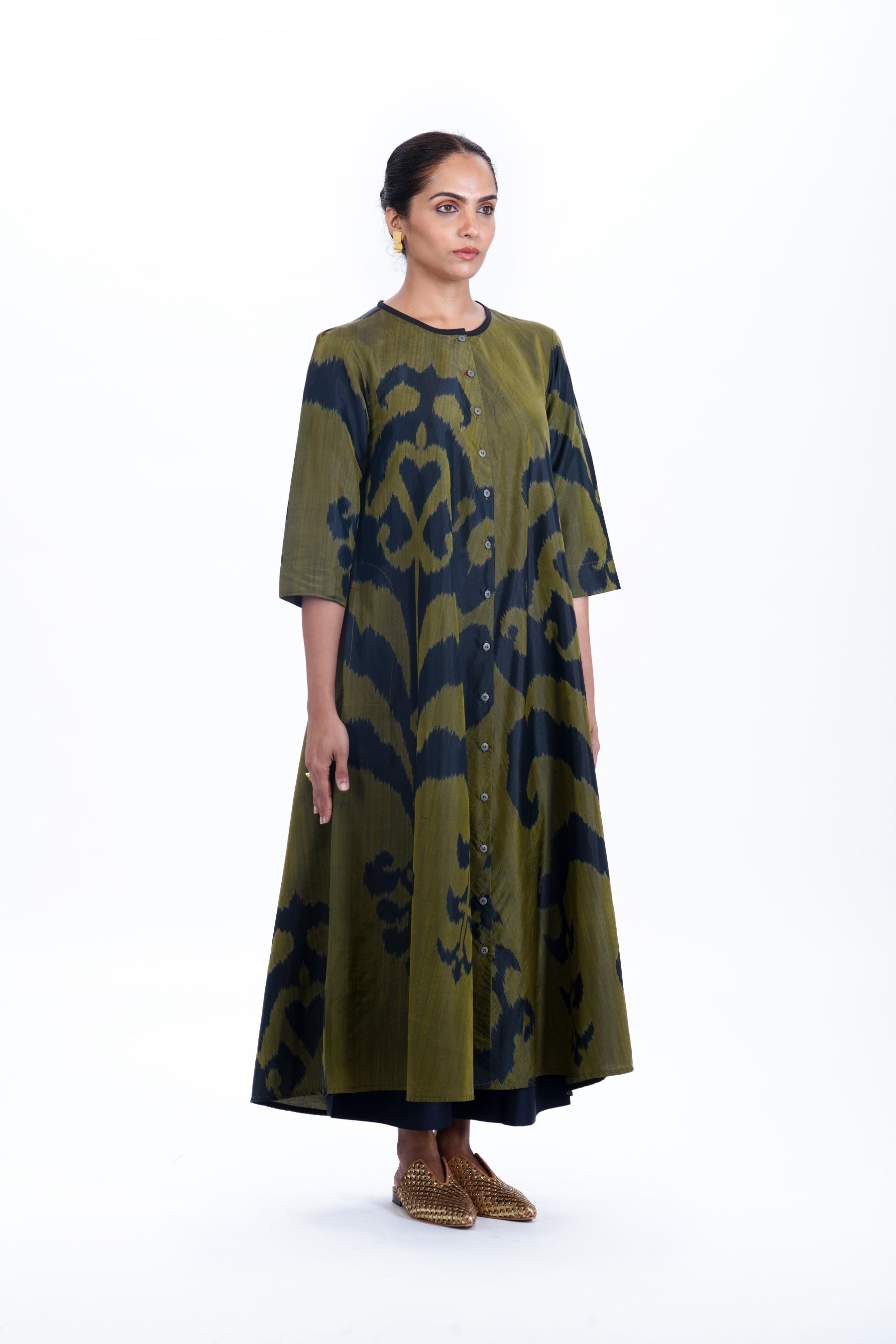 MUSHK BIAS BUTTON DRESS