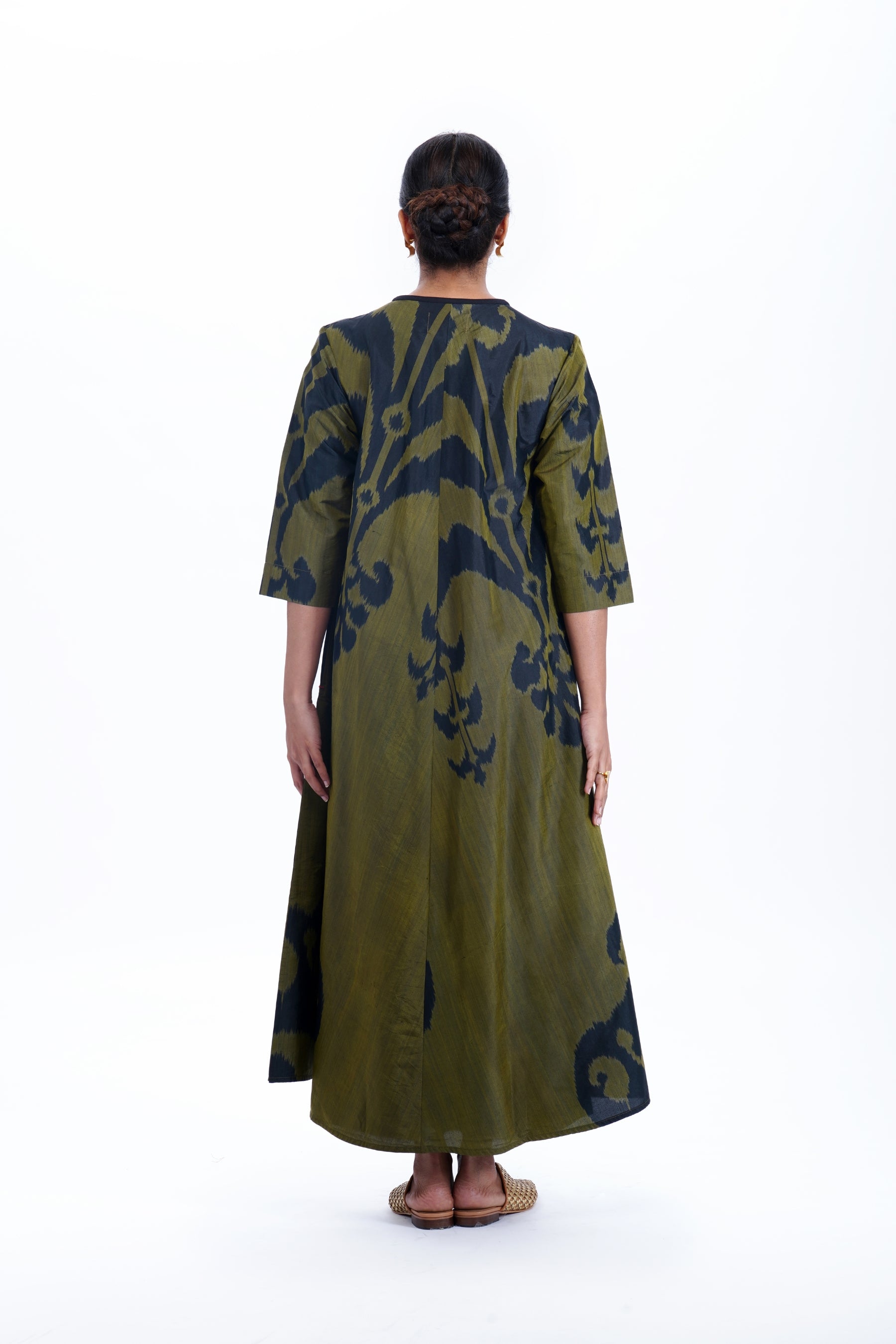 MUSHK BIAS BUTTON DRESS