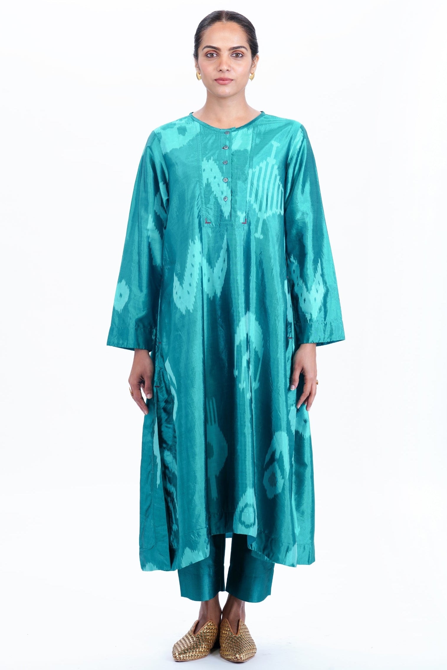 TURQUOISE YOKE KURTA
