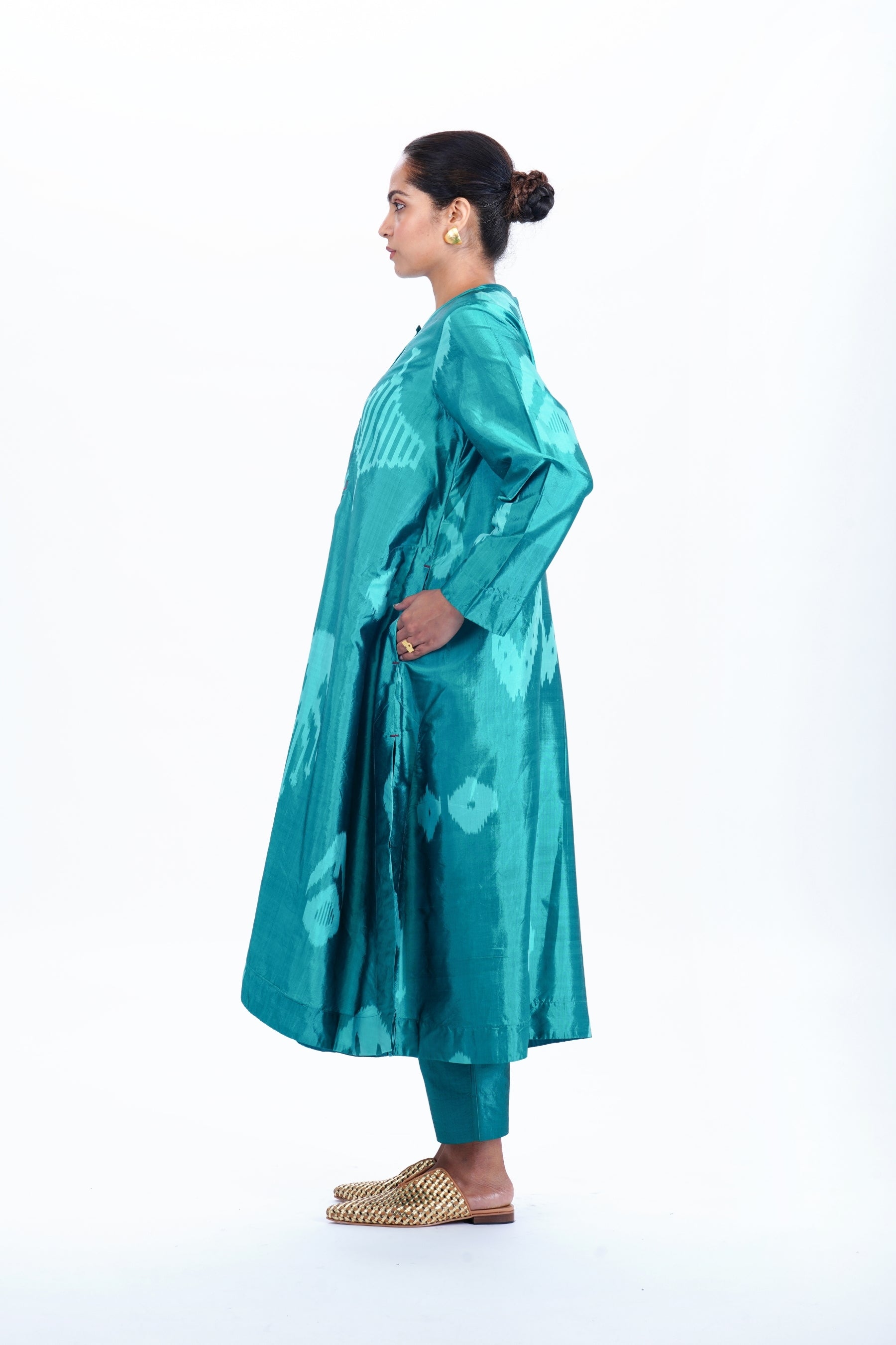 TURQUOISE YOKE KURTA CO-ORD