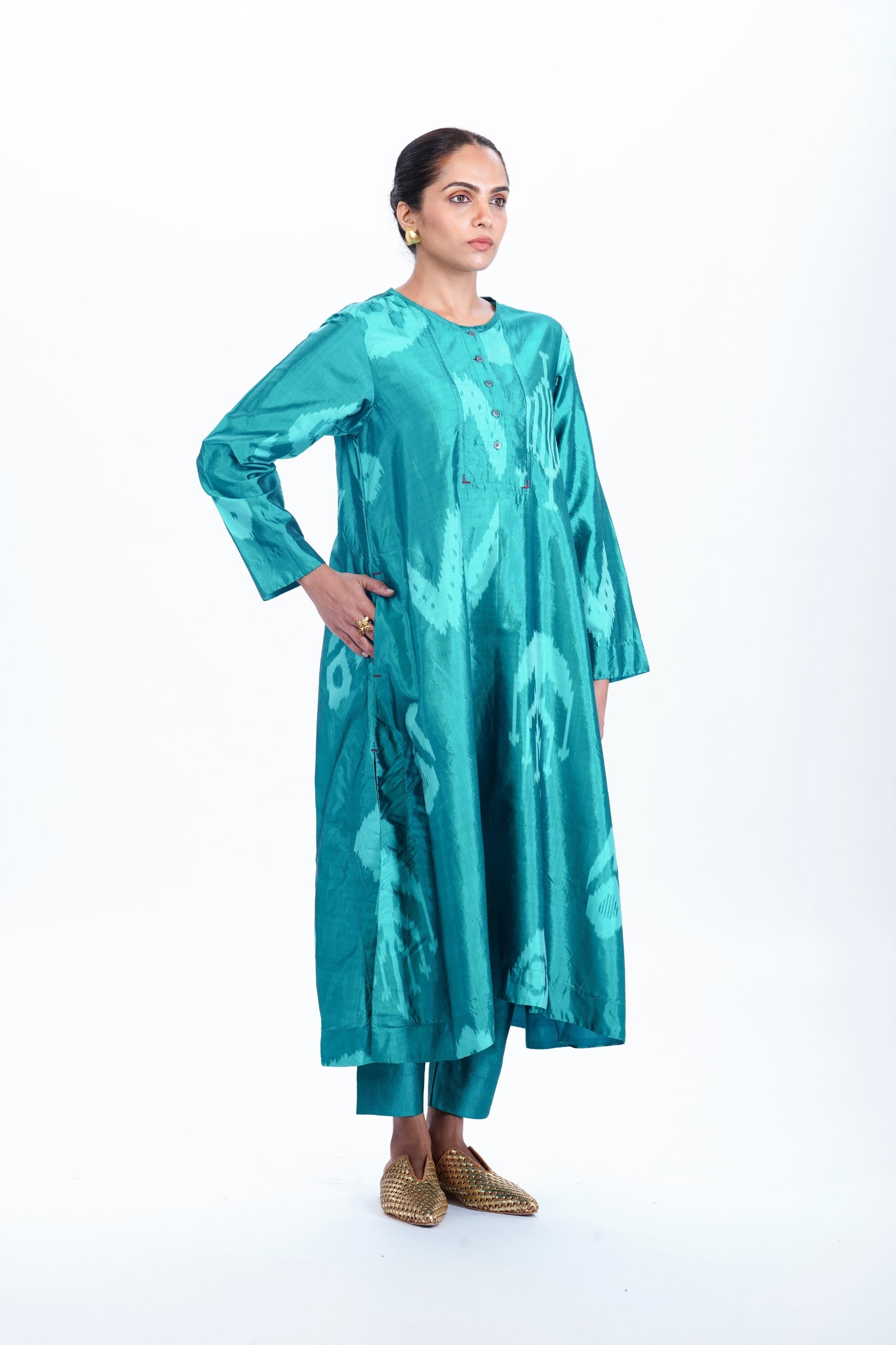 TURQUOISE YOKE KURTA CO-ORD
