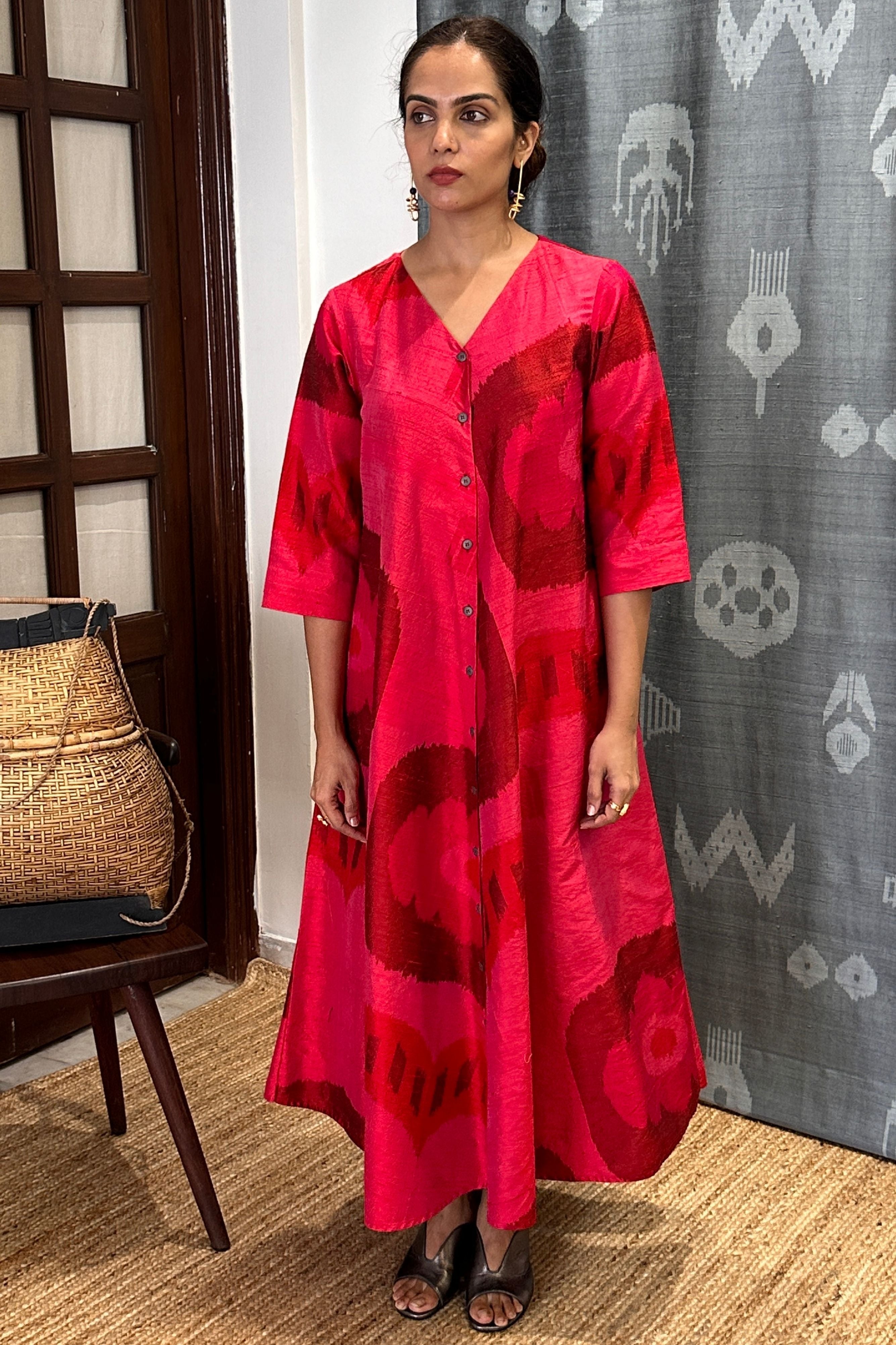 GULAAB BIAS BUTTON DRESS