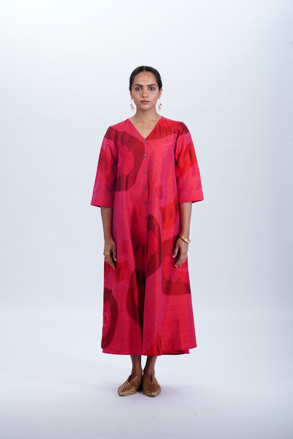 GULAAB BIAS BUTTON DRESS