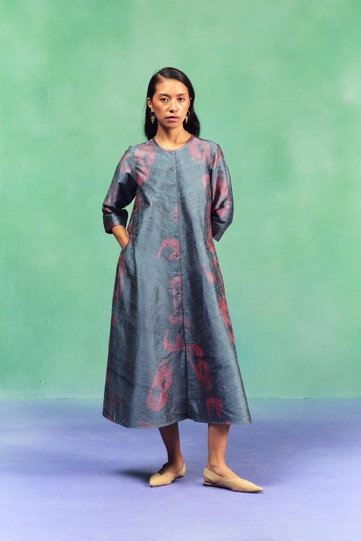 ASSEMBLY BIAS BUTTON DRESS