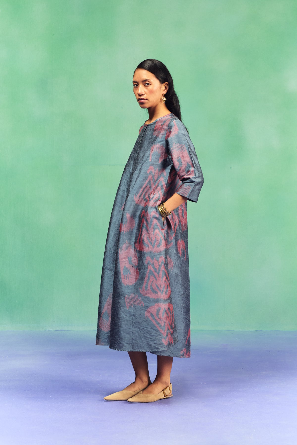 ASSEMBLY BIAS BUTTON DRESS
