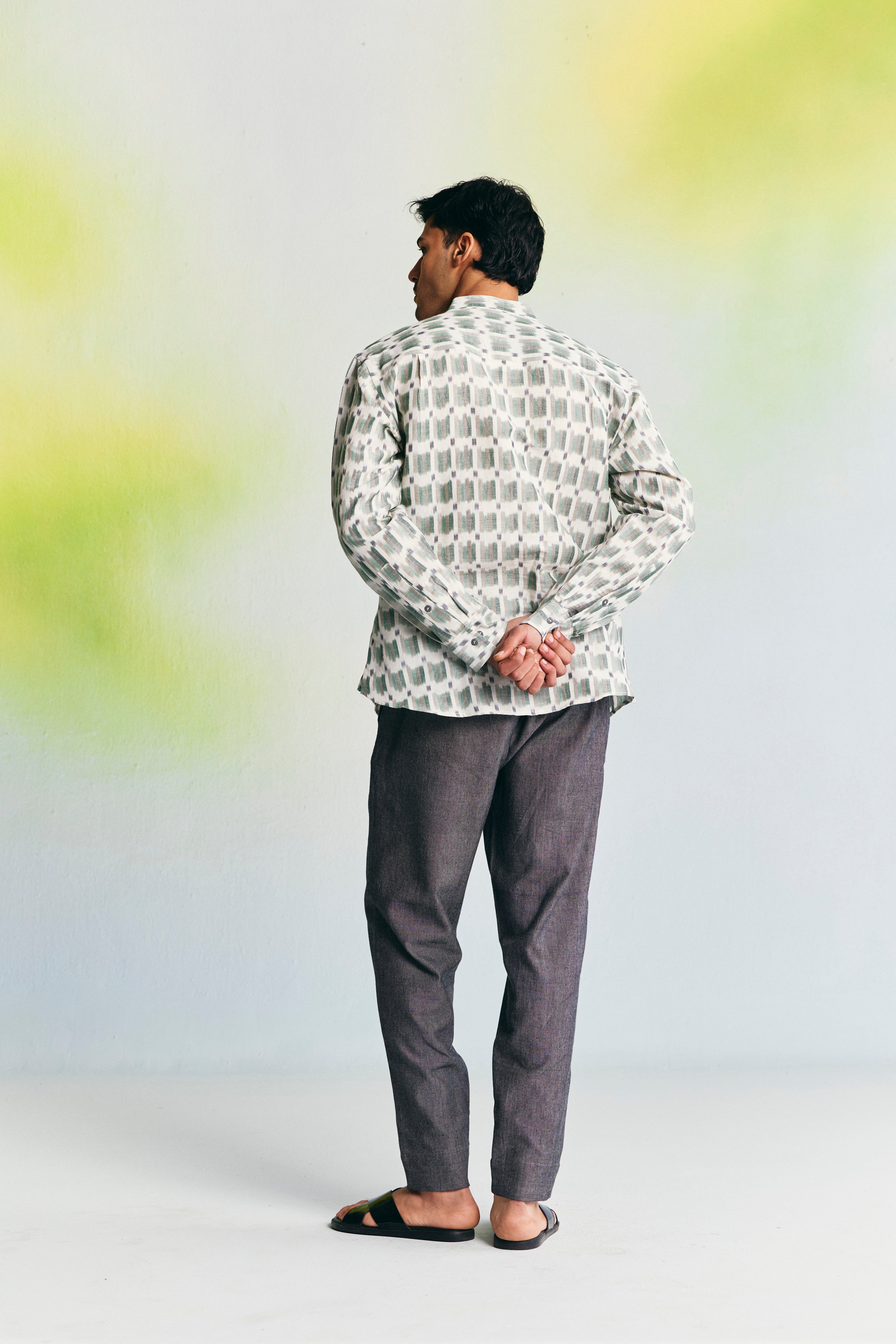 MEADOW LINEN BAND COLLAR SHIRT