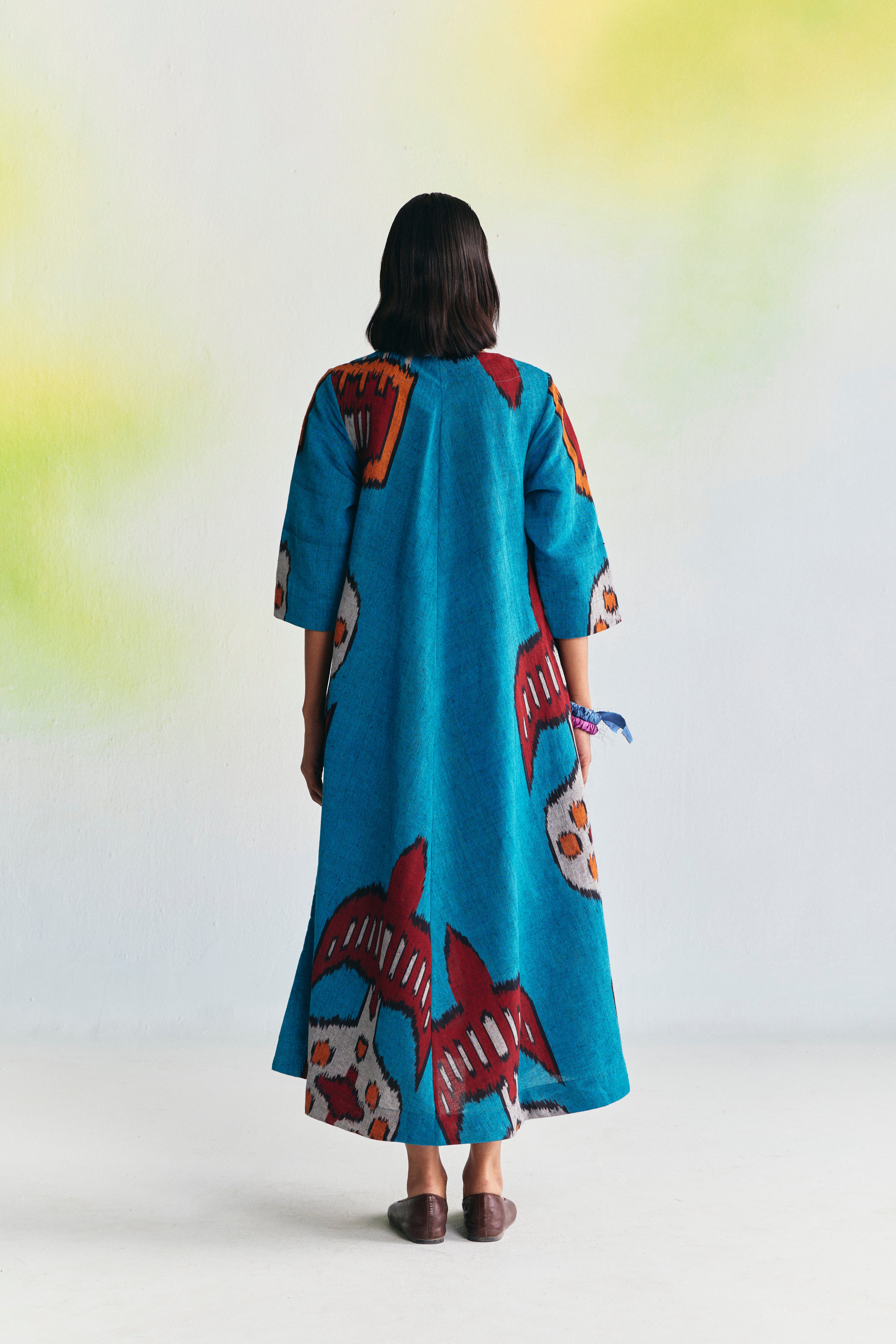WITZ LINEN BIAS BUTTON DRESS