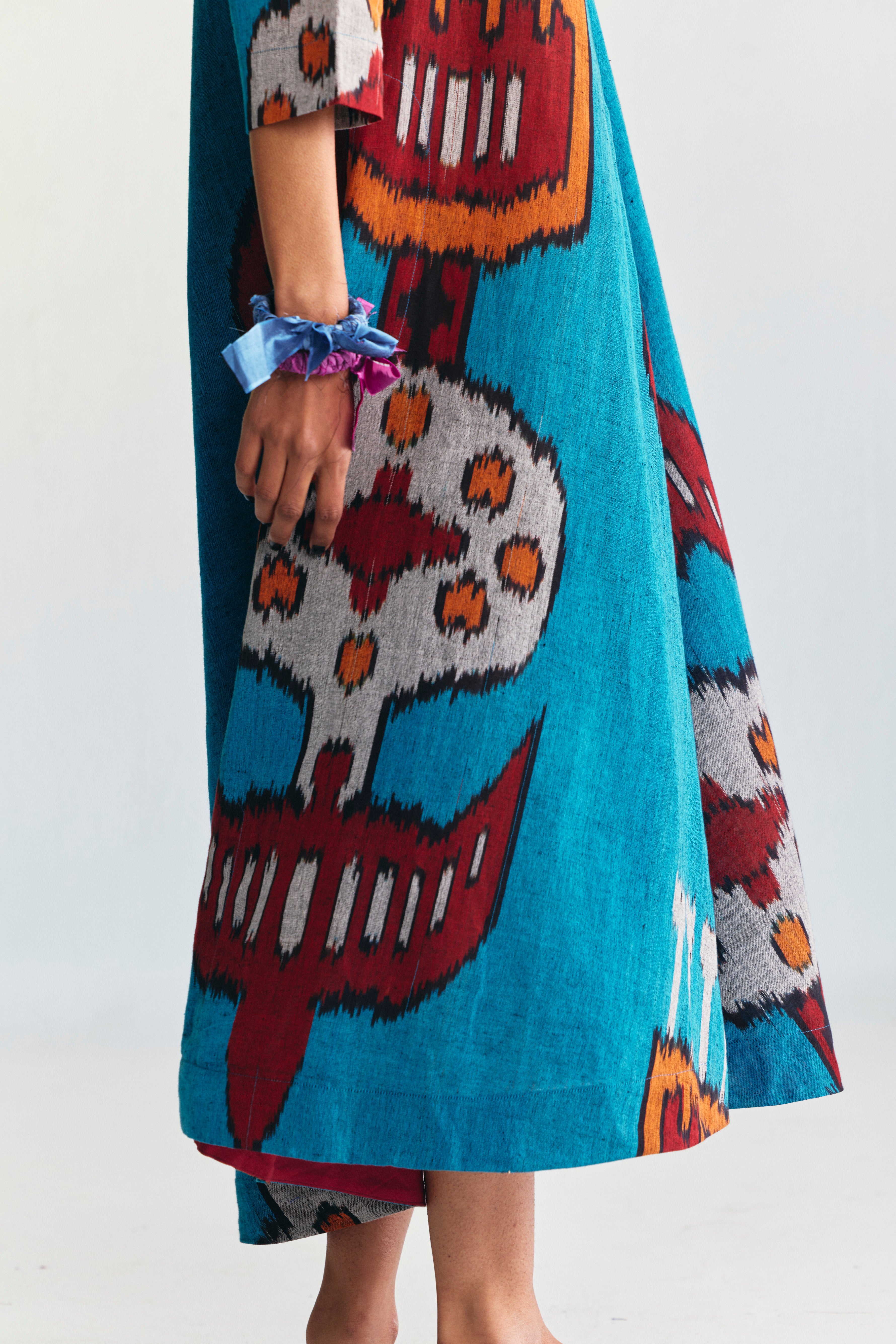 WITZ LINEN BIAS BUTTON DRESS