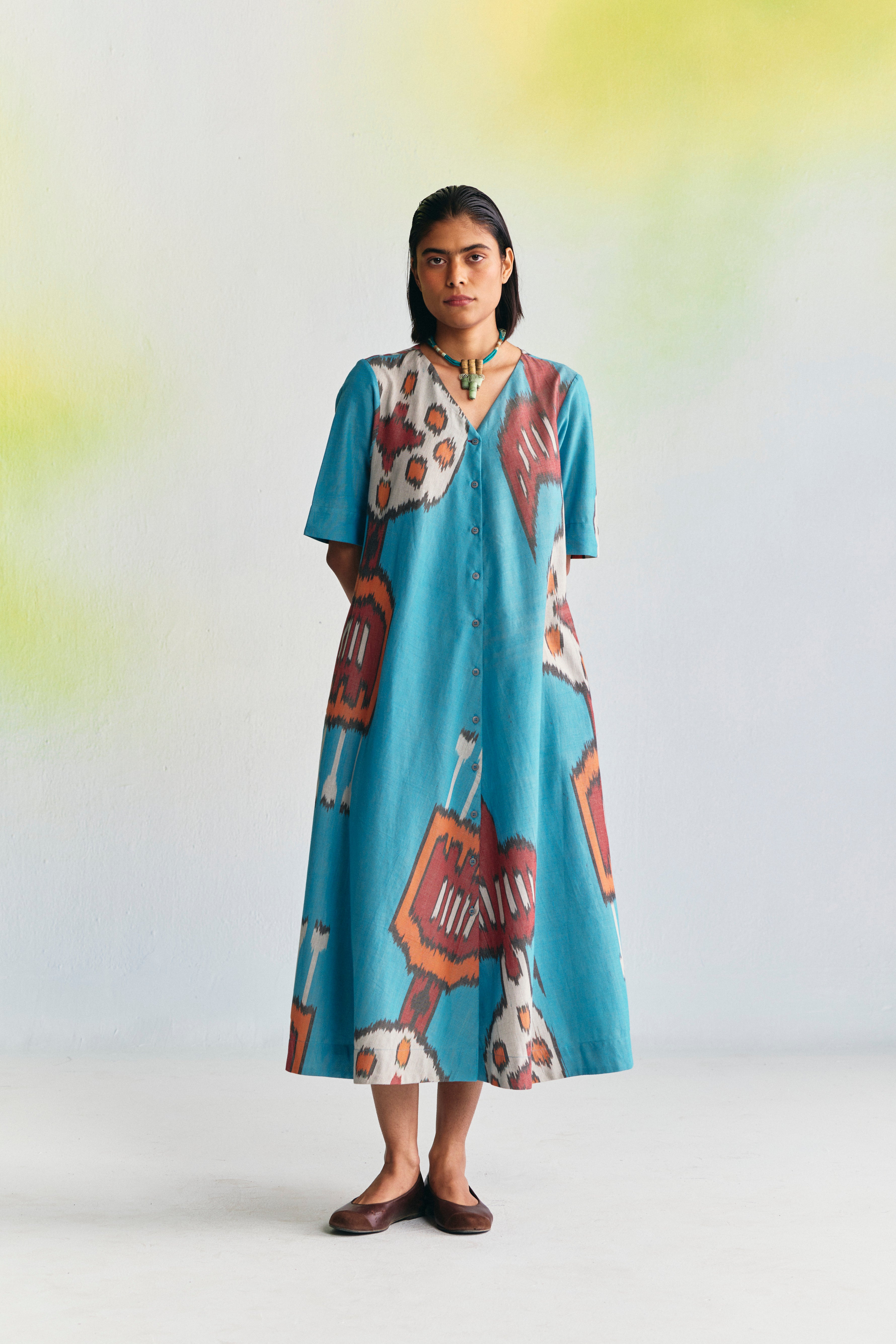 CLAY BIAS BUTTON DRESS