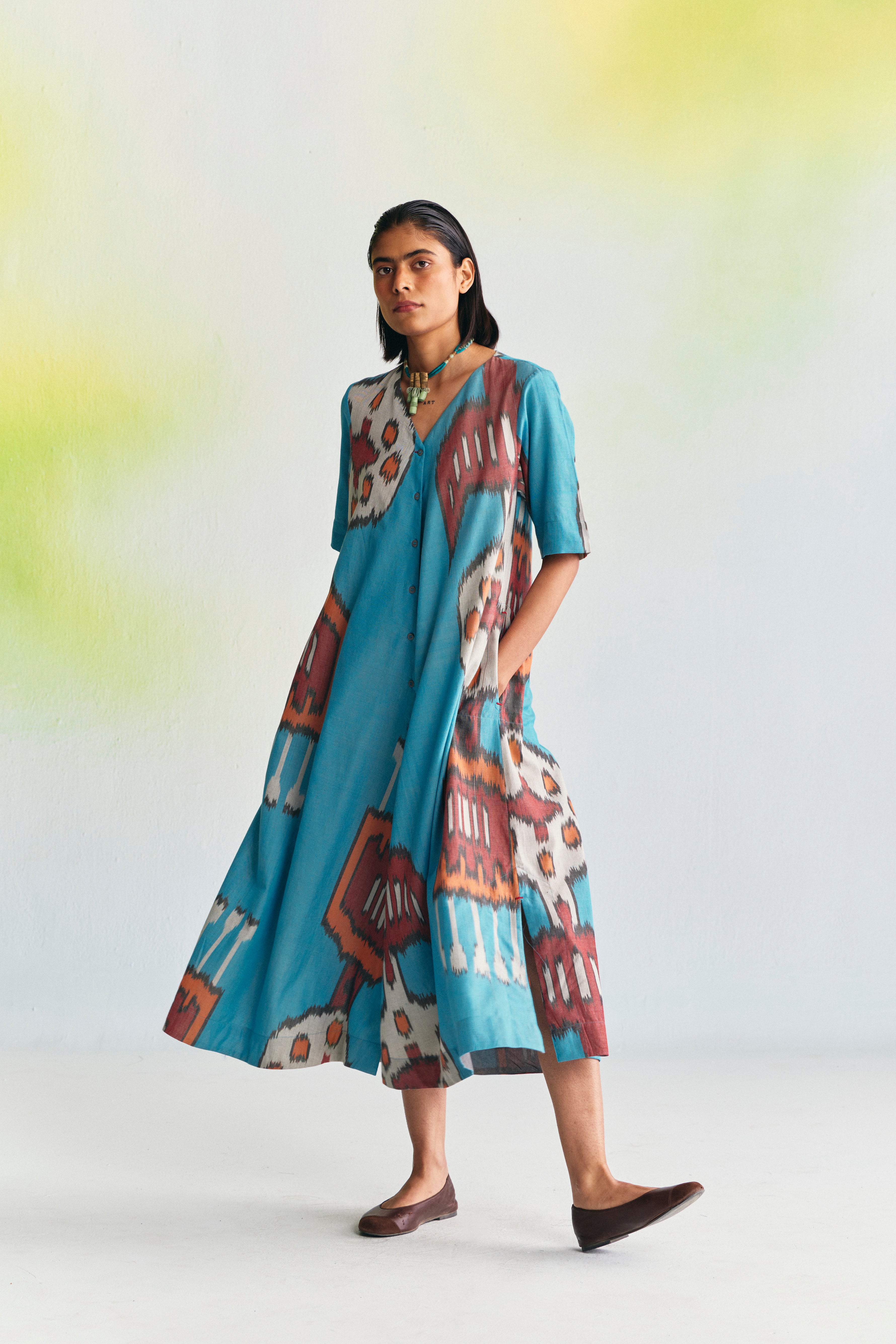 CLAY BIAS BUTTON DRESS