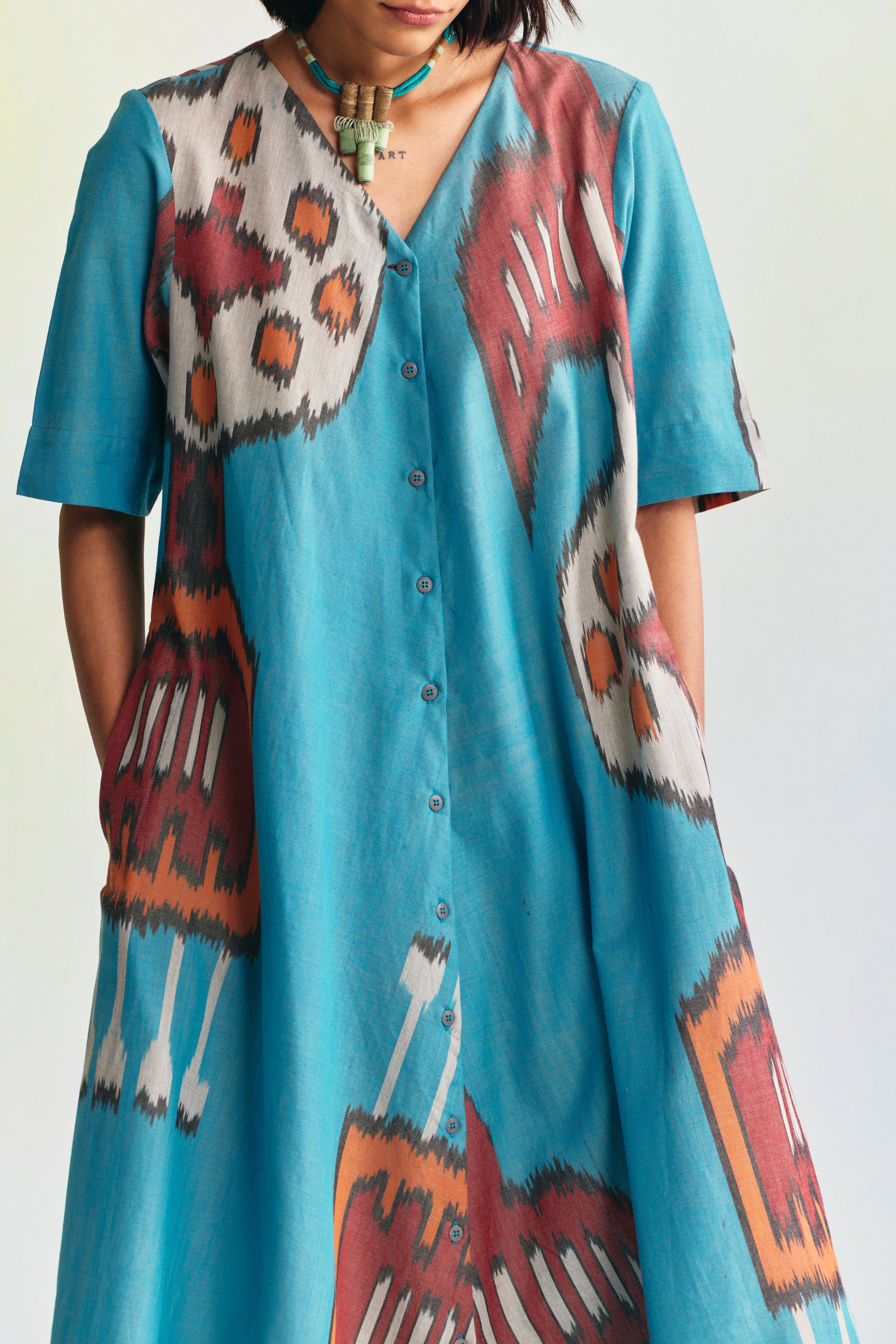 CLAY BIAS BUTTON DRESS