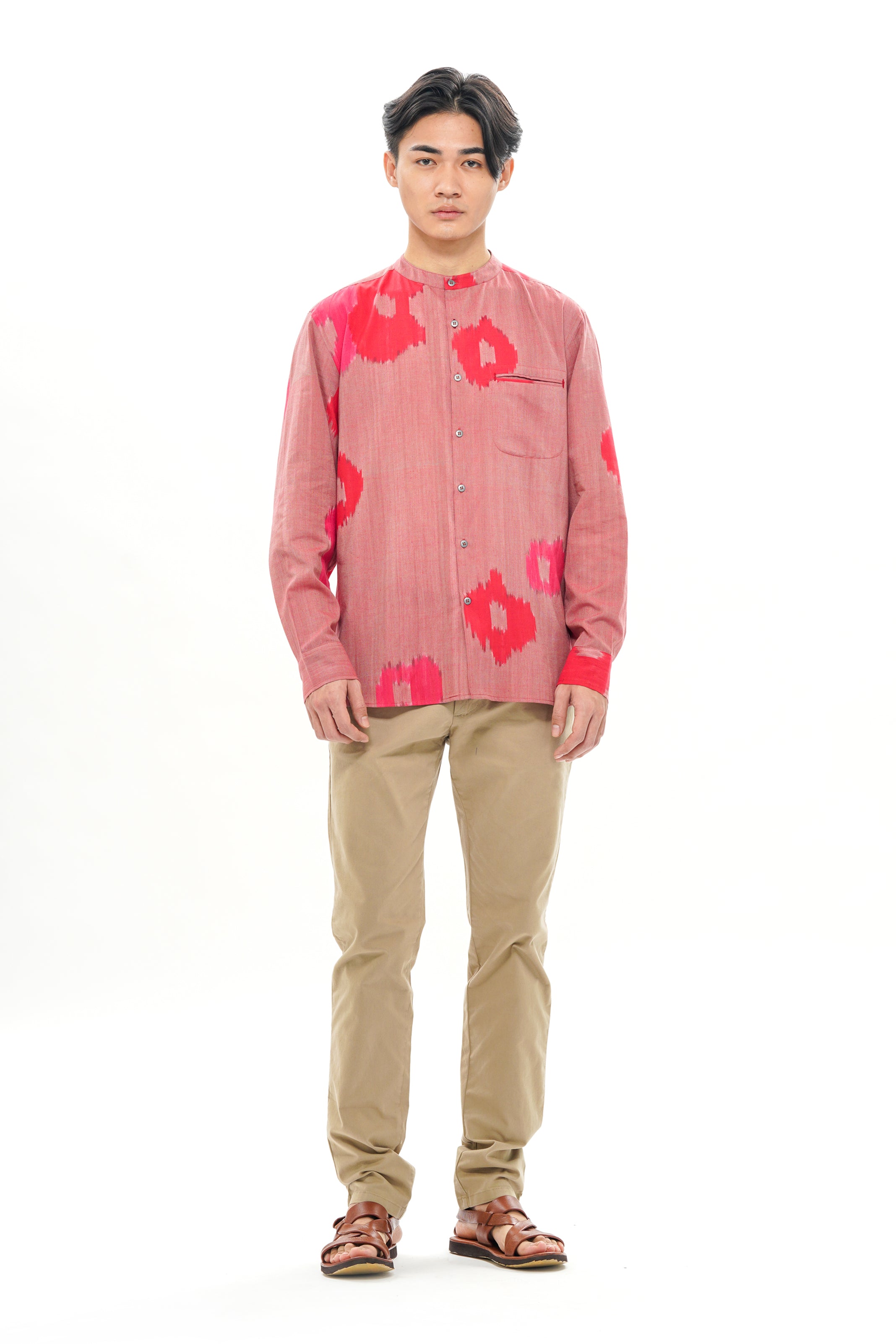 SAKURA MENS BAND COLLAR SHIRT