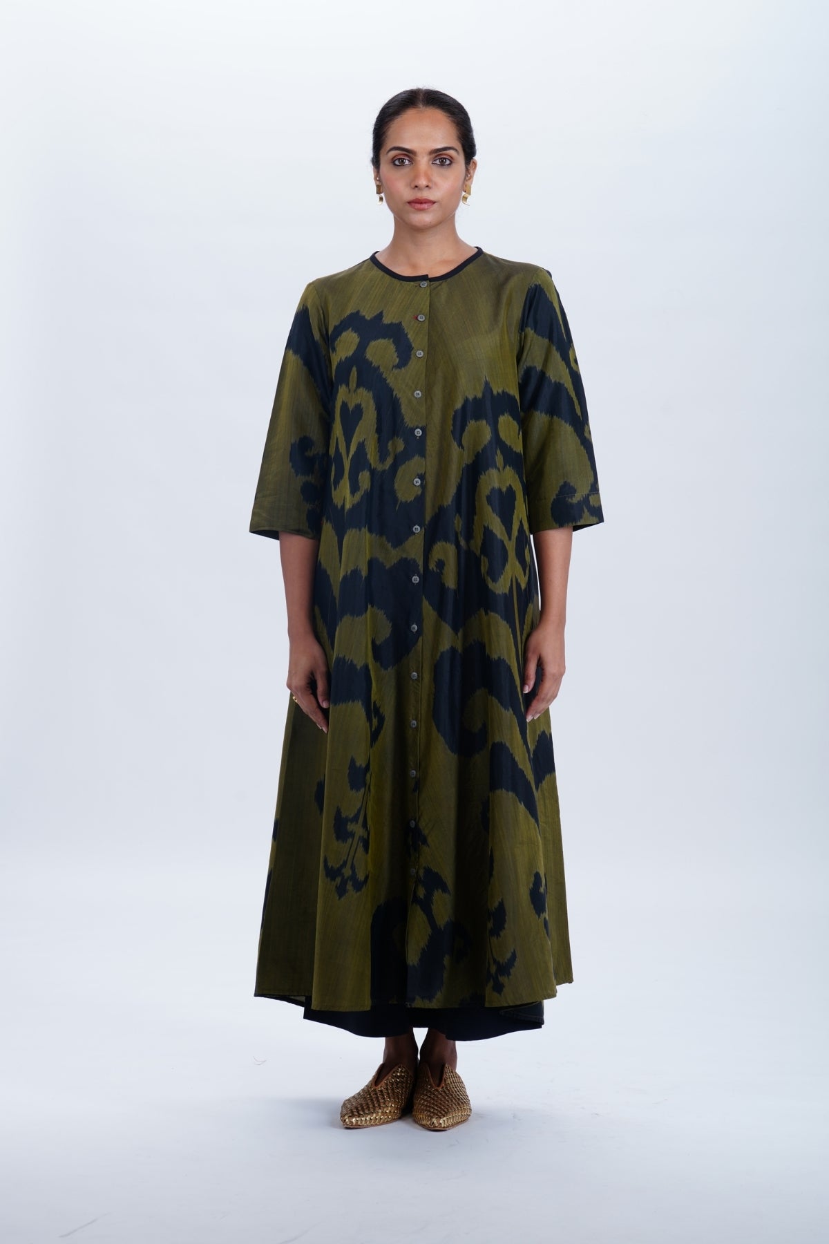 HINA BIAS BUTTON DRESS